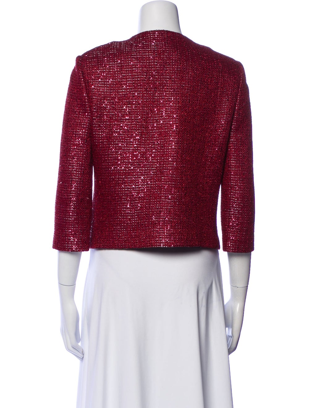 St. John Wool Evening Jacket Red Sequin Embellish… - image 3