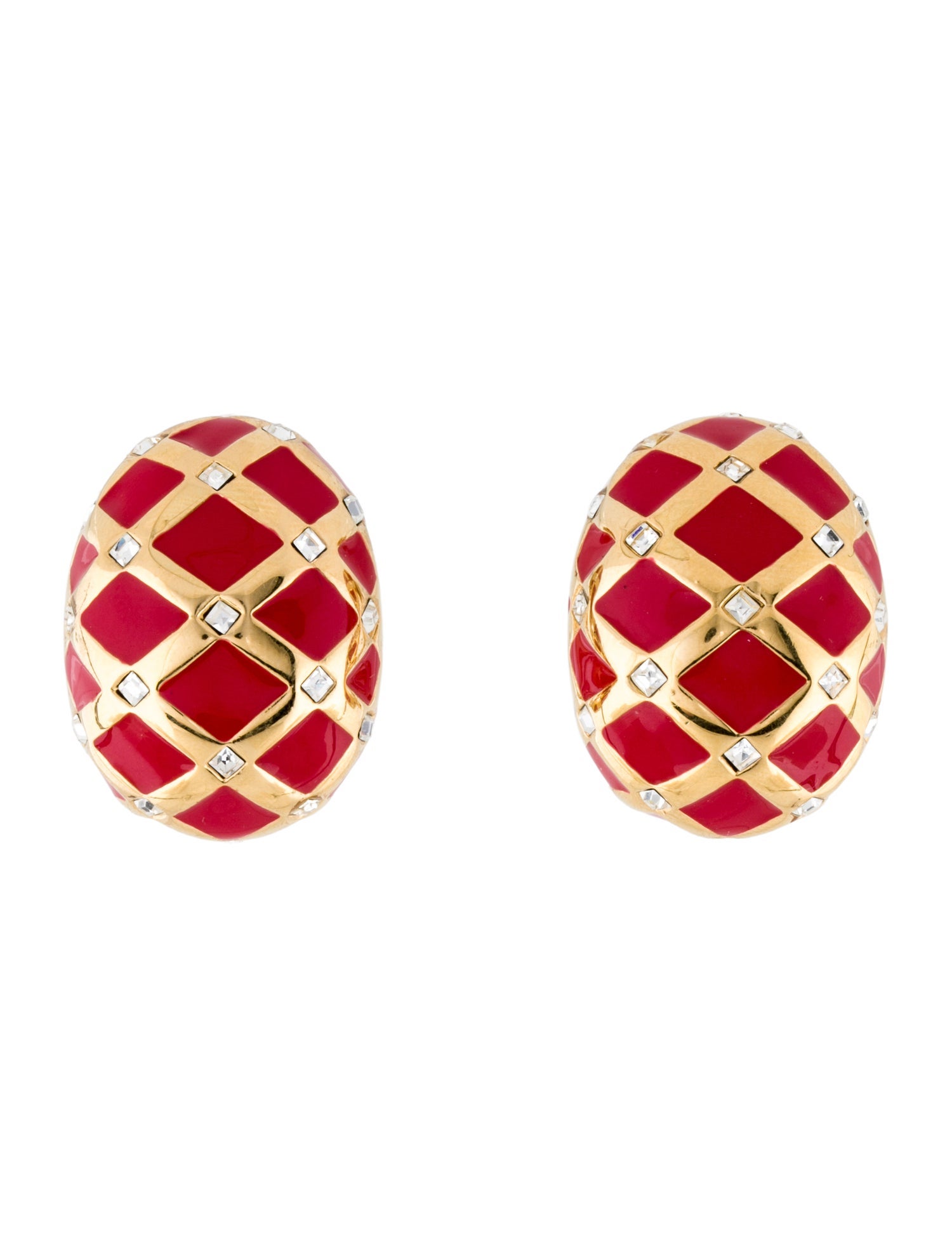 St. John Crystal & Enamel Clip On Earrings