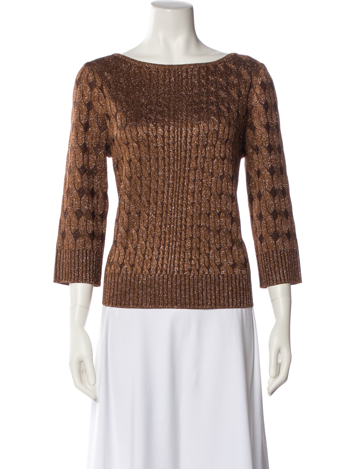 St. John Bateau Neckline Three-Quarter Sleeve Top