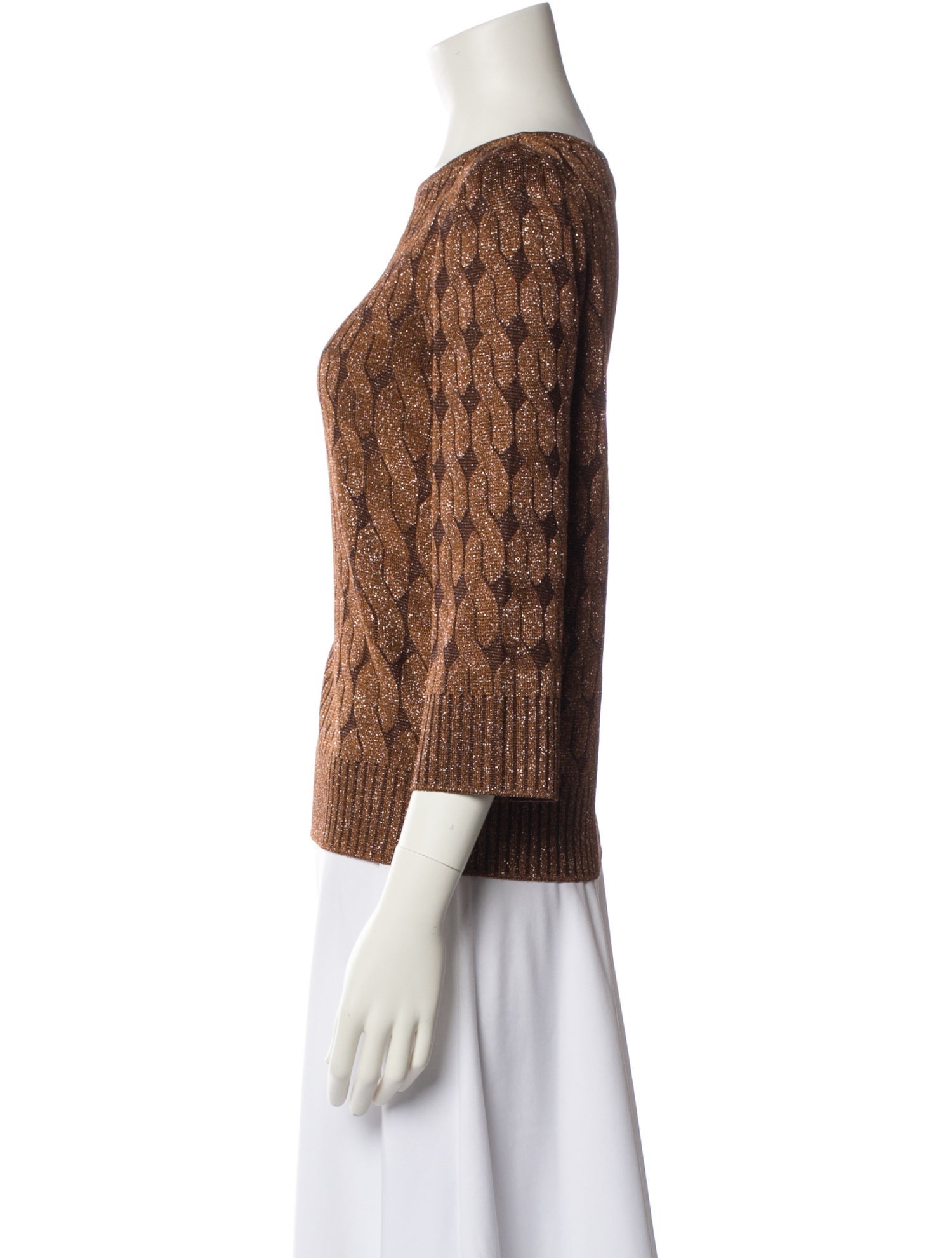 St. John Bateau Neckline Three-Quarter Sleeve Top