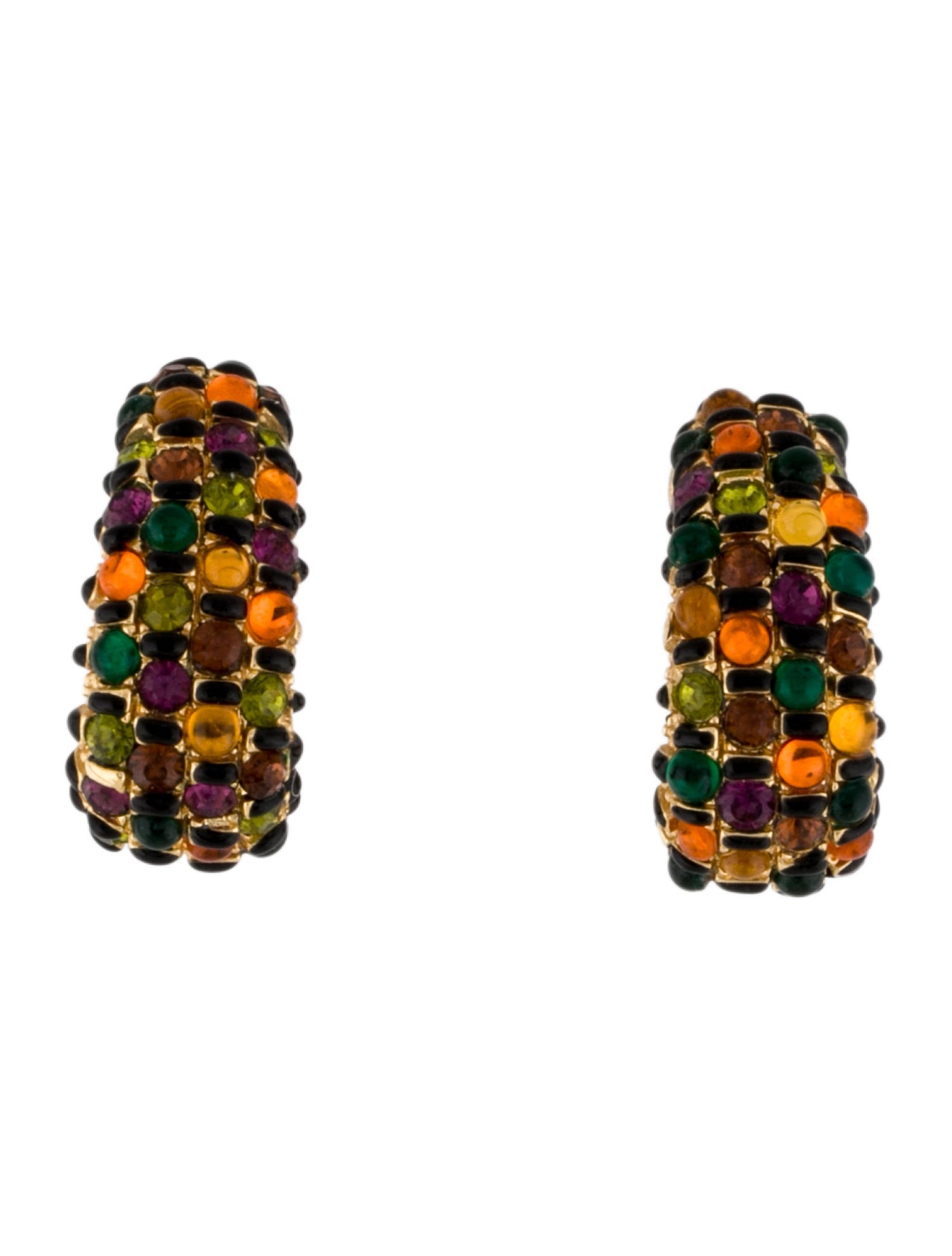 St. John Multicolor Crystal Clip On Huggie Earrings