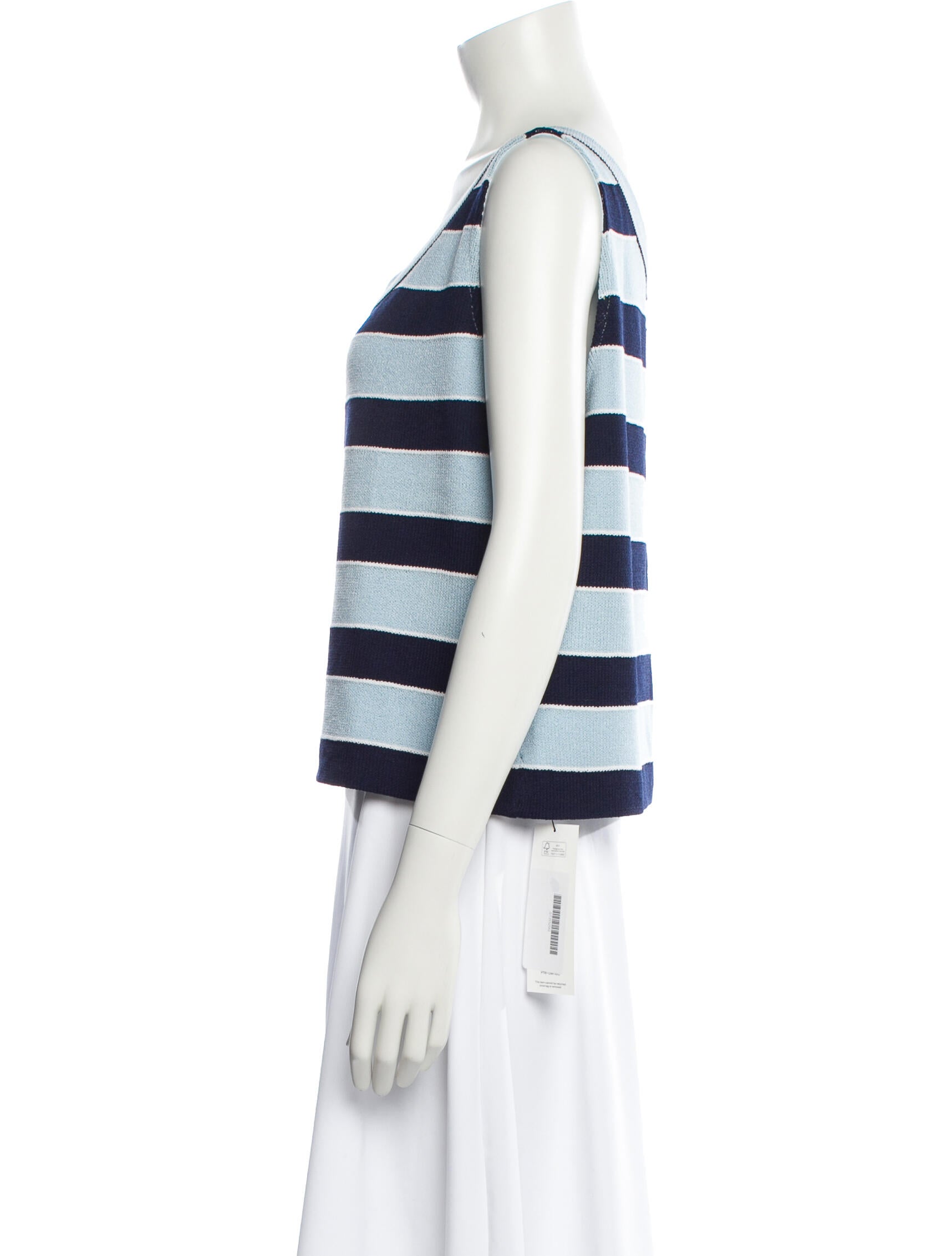 St. John Striped Scoop Neck Sweater