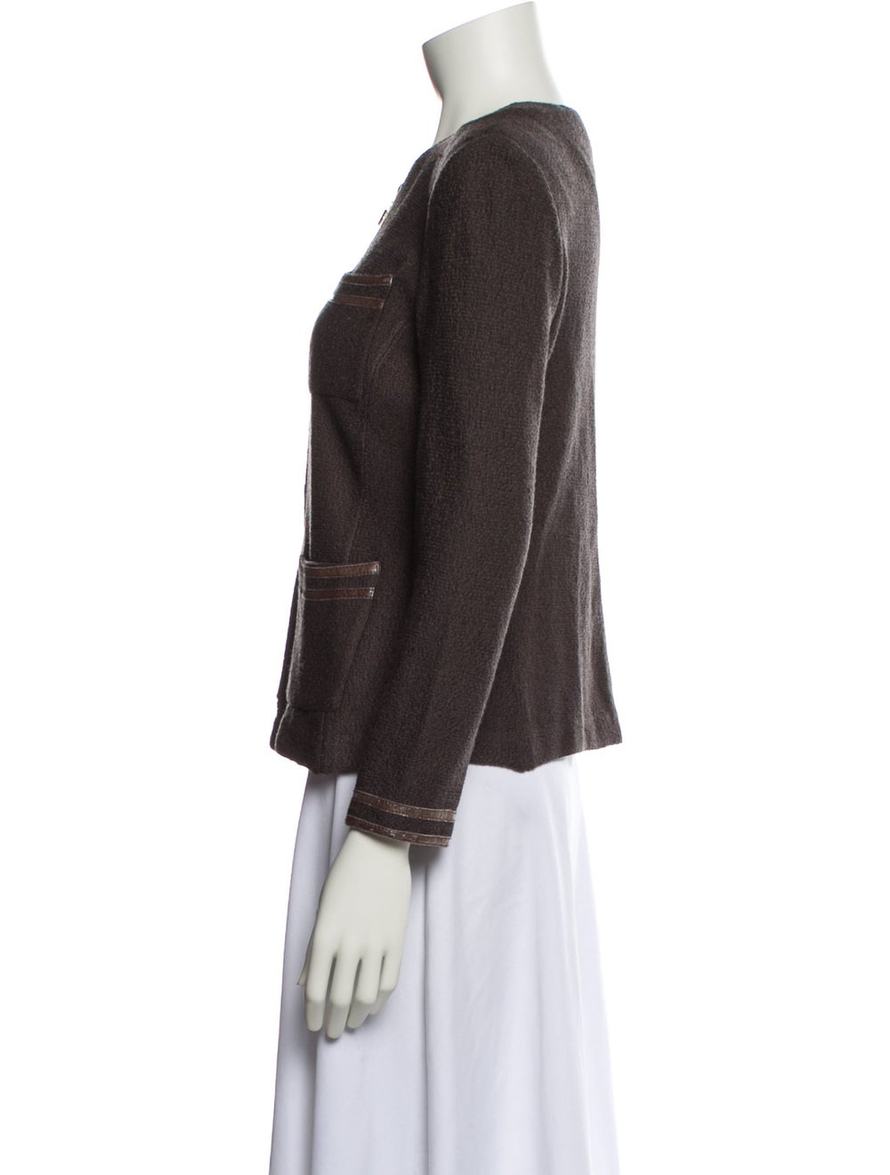 St. John Blazer Brown Collarless Patch Pockets & - image 2