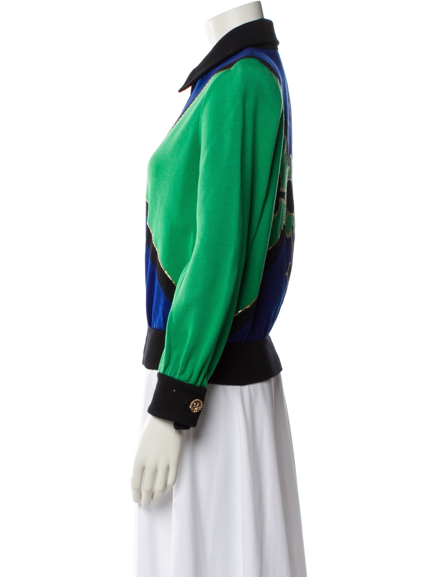 St. John Colorblock Pattern Bomber Jacket