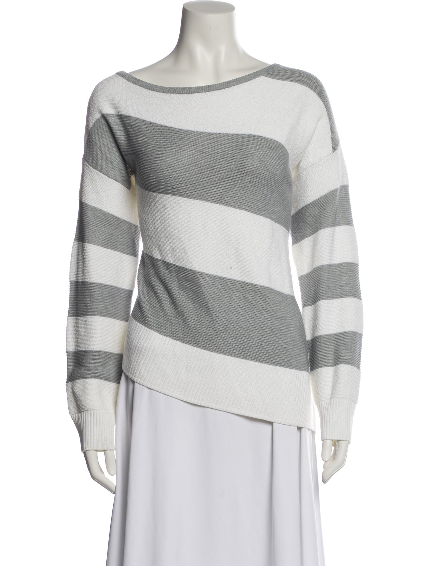 St. John Striped Bateau Neckline Sweatshirt