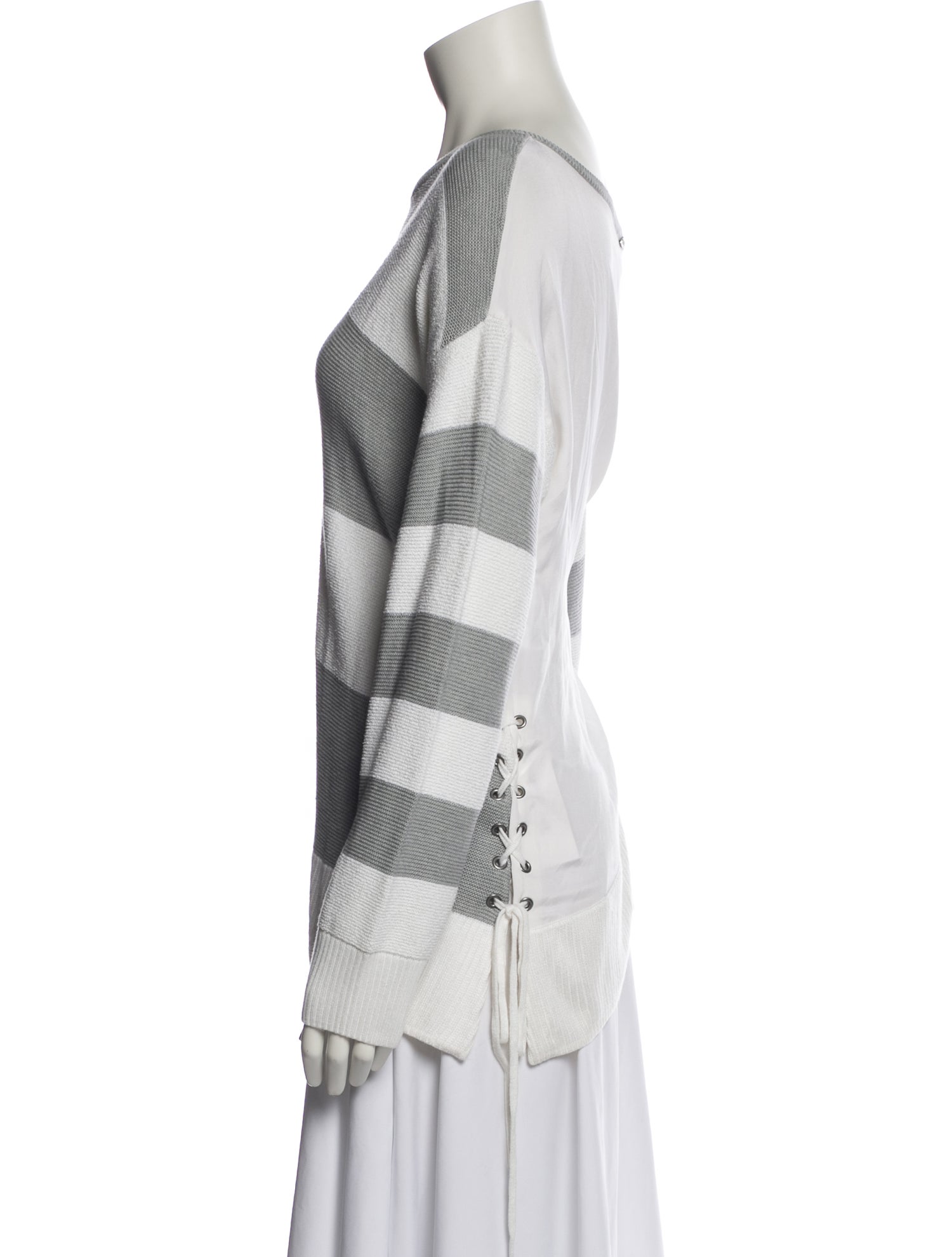 St. John Striped Bateau Neckline Sweatshirt