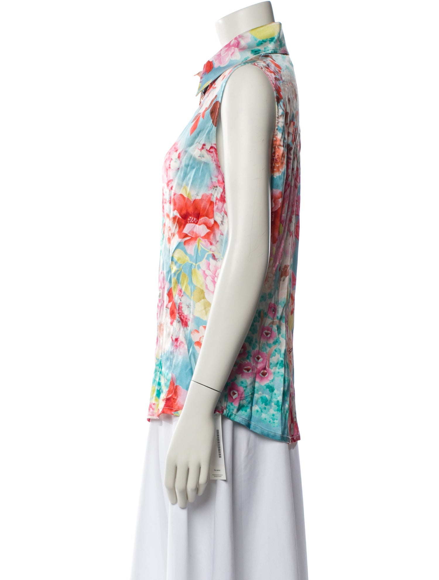 St. John Silk Floral Print Button-Up Top