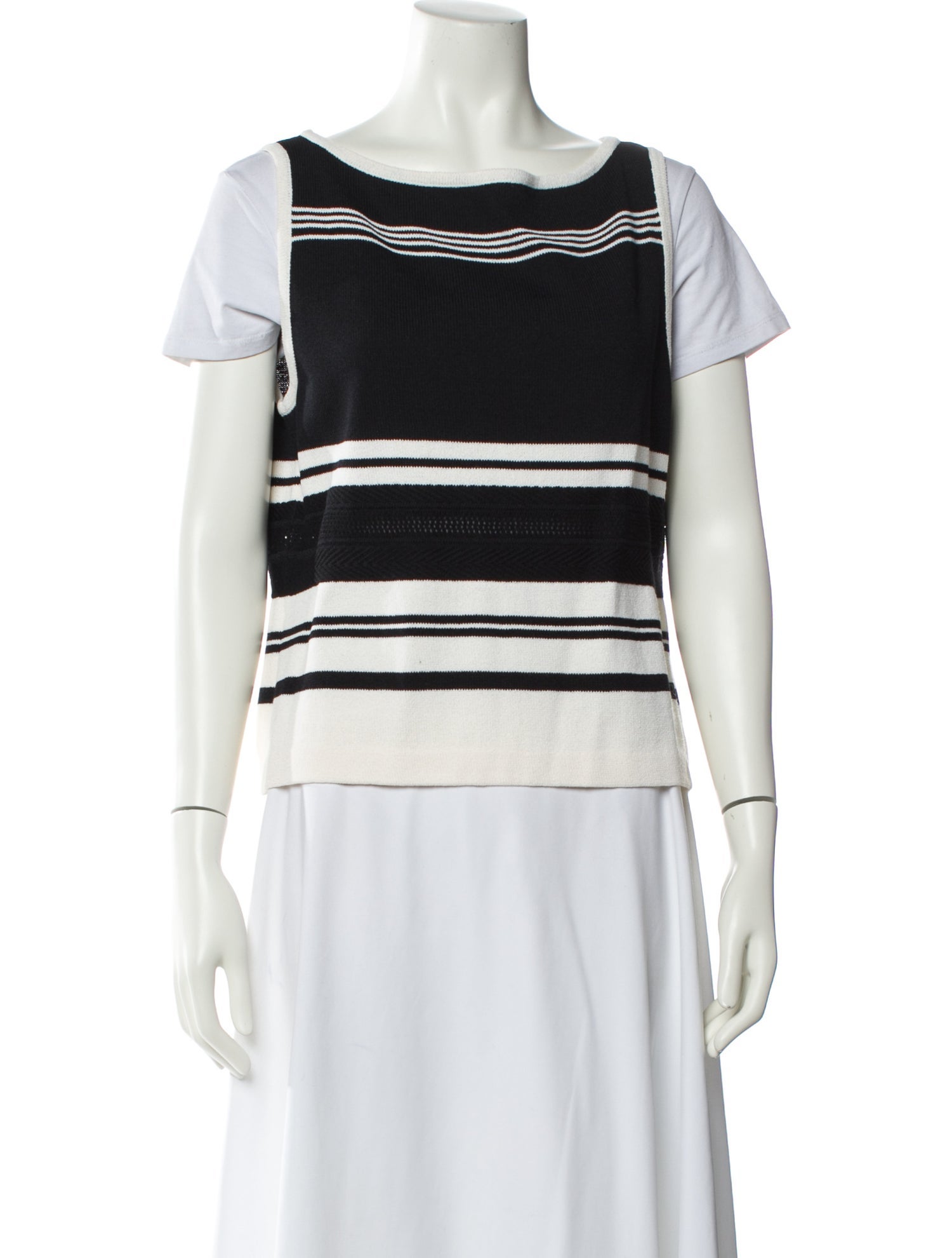 St. John Striped Bateau Neckline Sweater