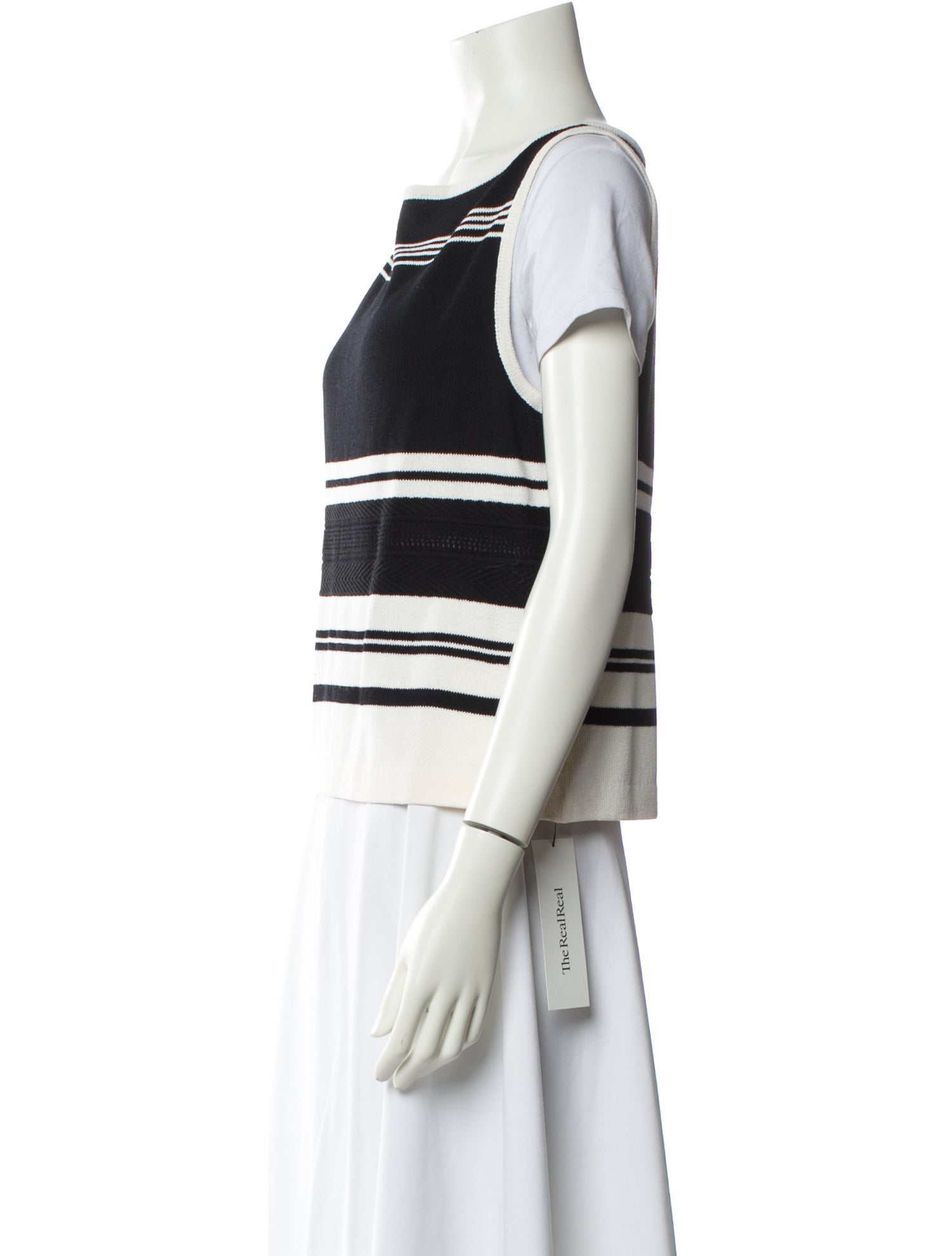 St. John Striped Bateau Neckline Sweater