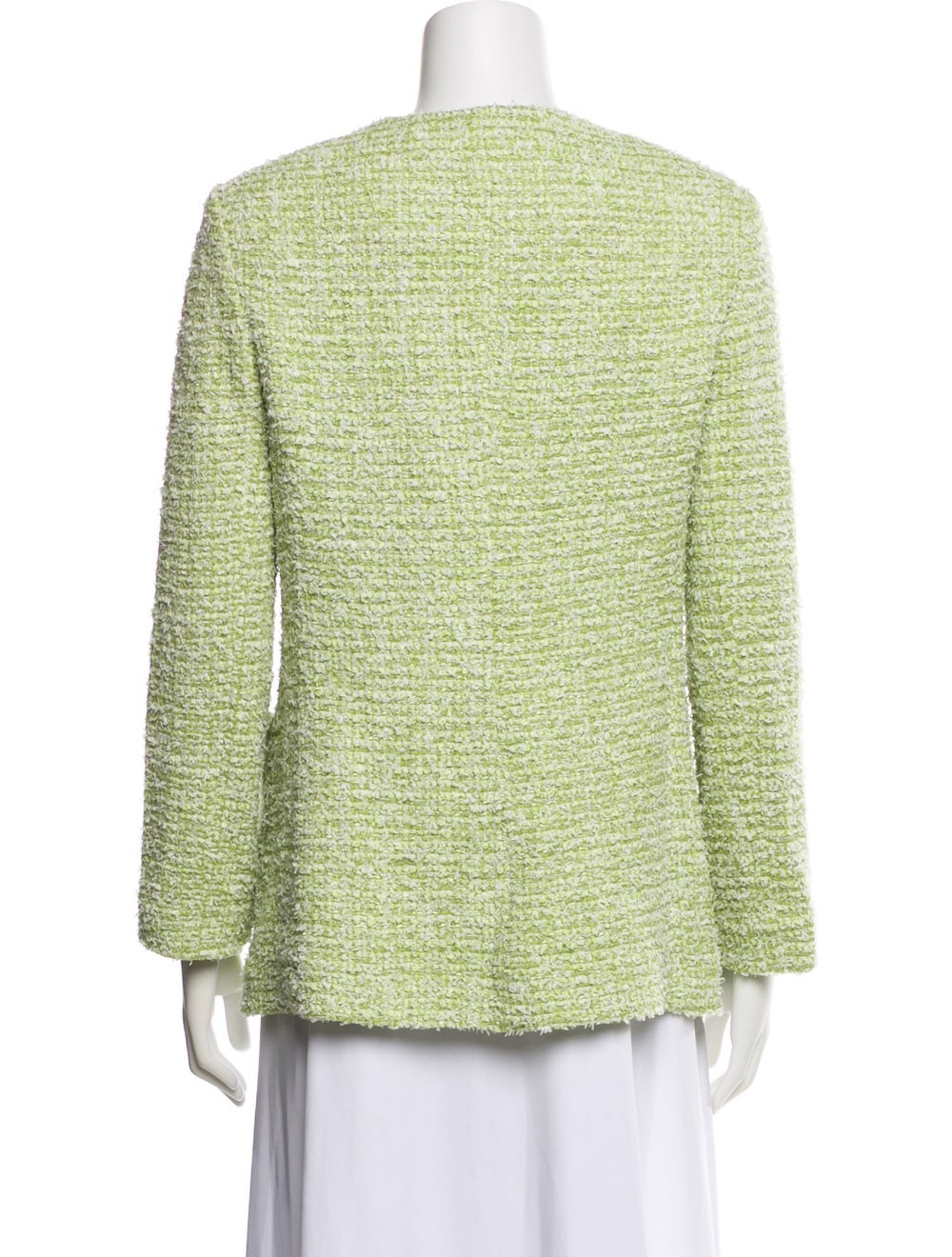 St. John Jacket Green Tweed Pattern Collarless Pa… - image 3