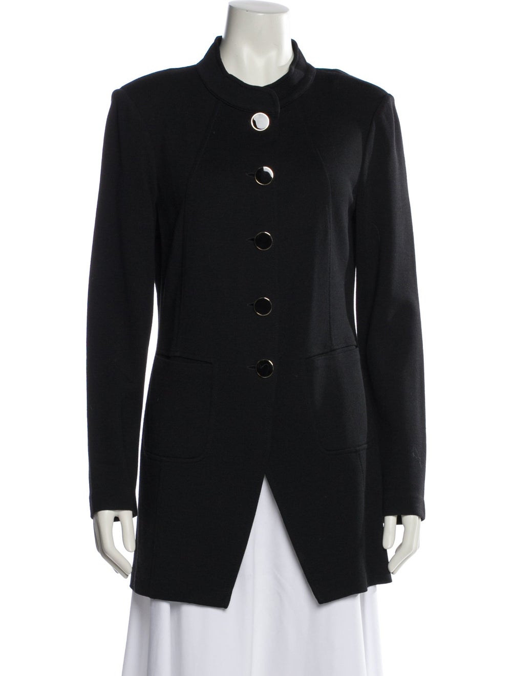 St. John Jacket Black Stand Collar Patch Pockets & - image 1