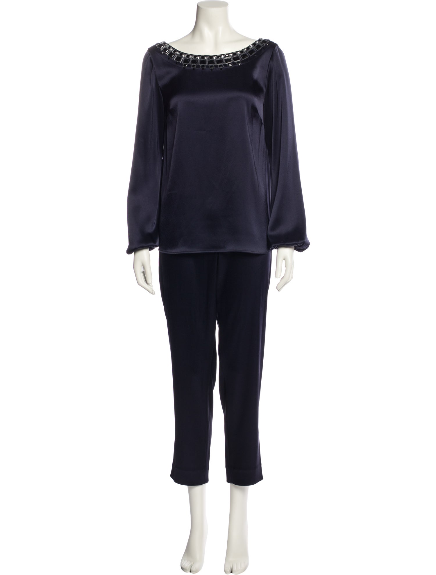 St. John Crystal Embellishments Pant Set