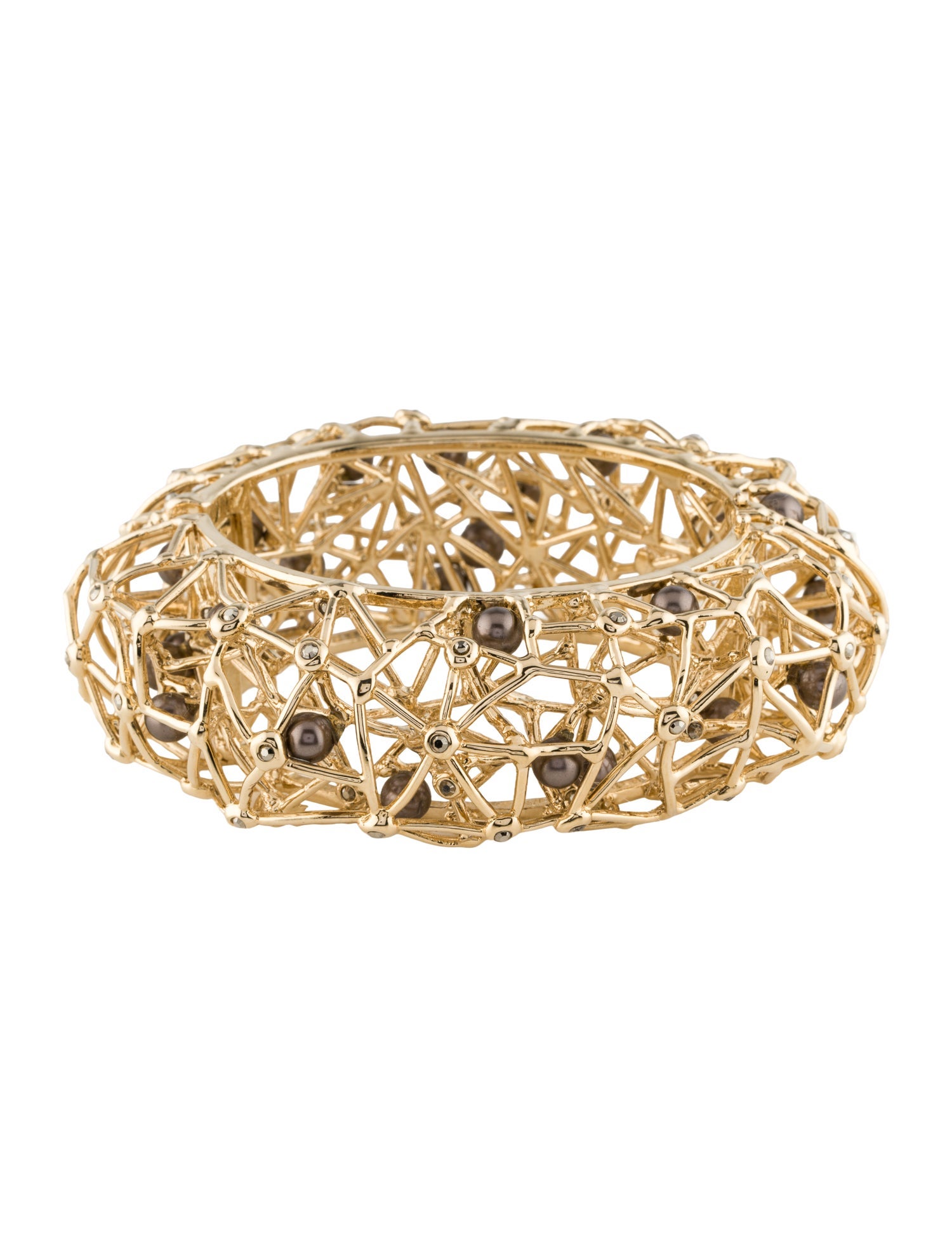 St. John Faux Pearl Hinged Bangle Bracelet