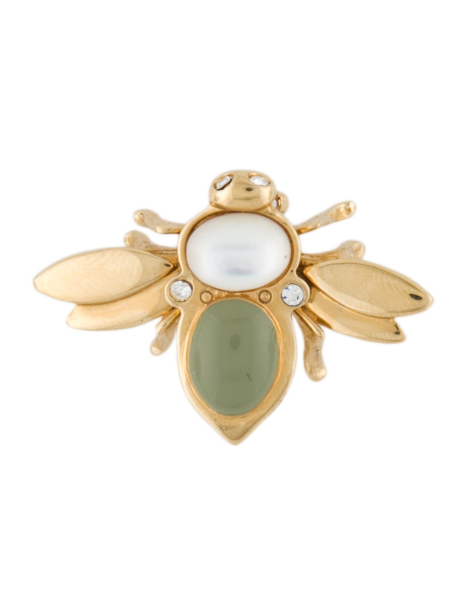 St. John Mother Of Pearl, Resin & Crystal Fly Pin Brooch
