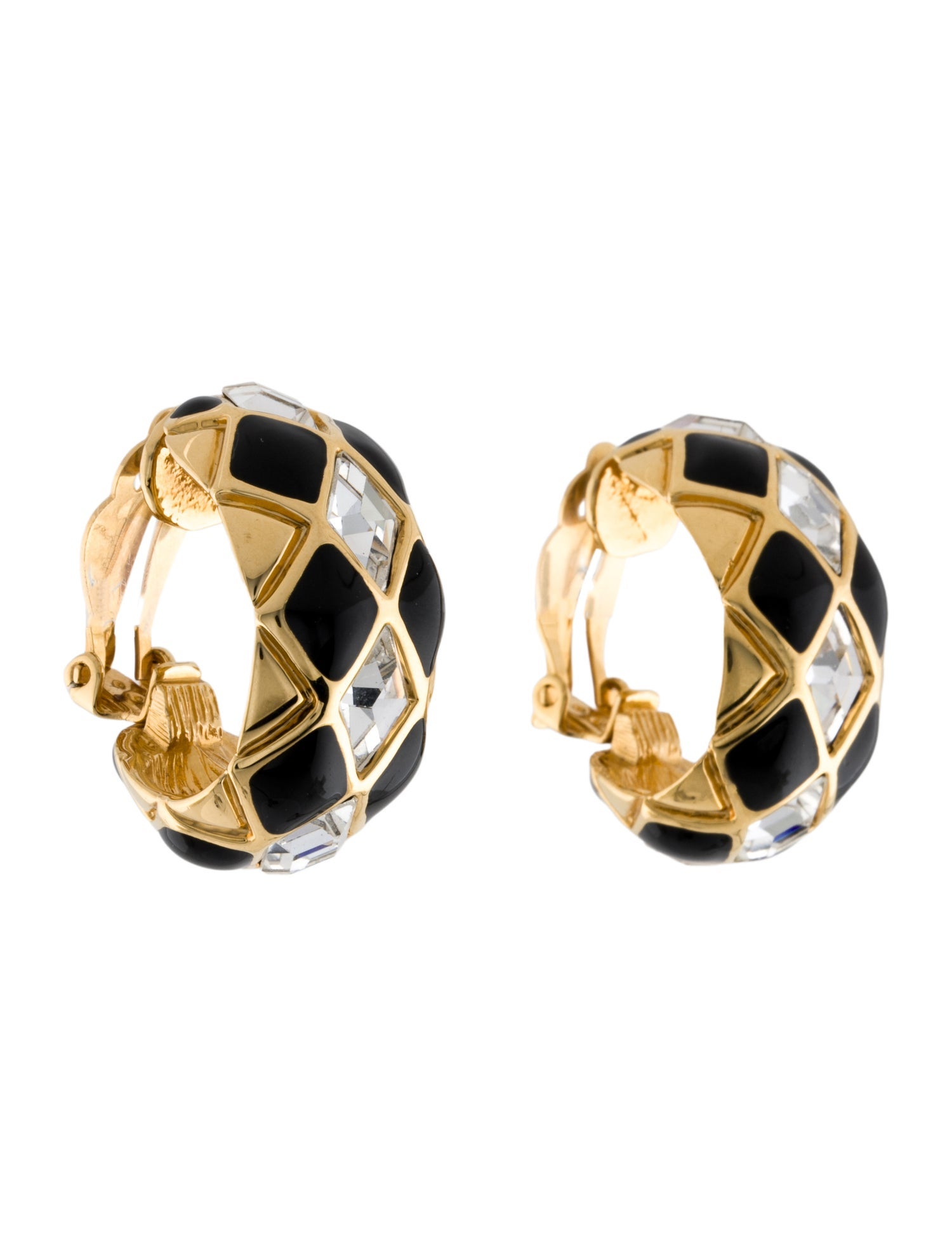 St. John Crystal & Enamel Clip-On Earrings