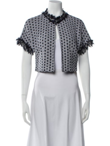 Pre-owned St John Patterned Bolero In White