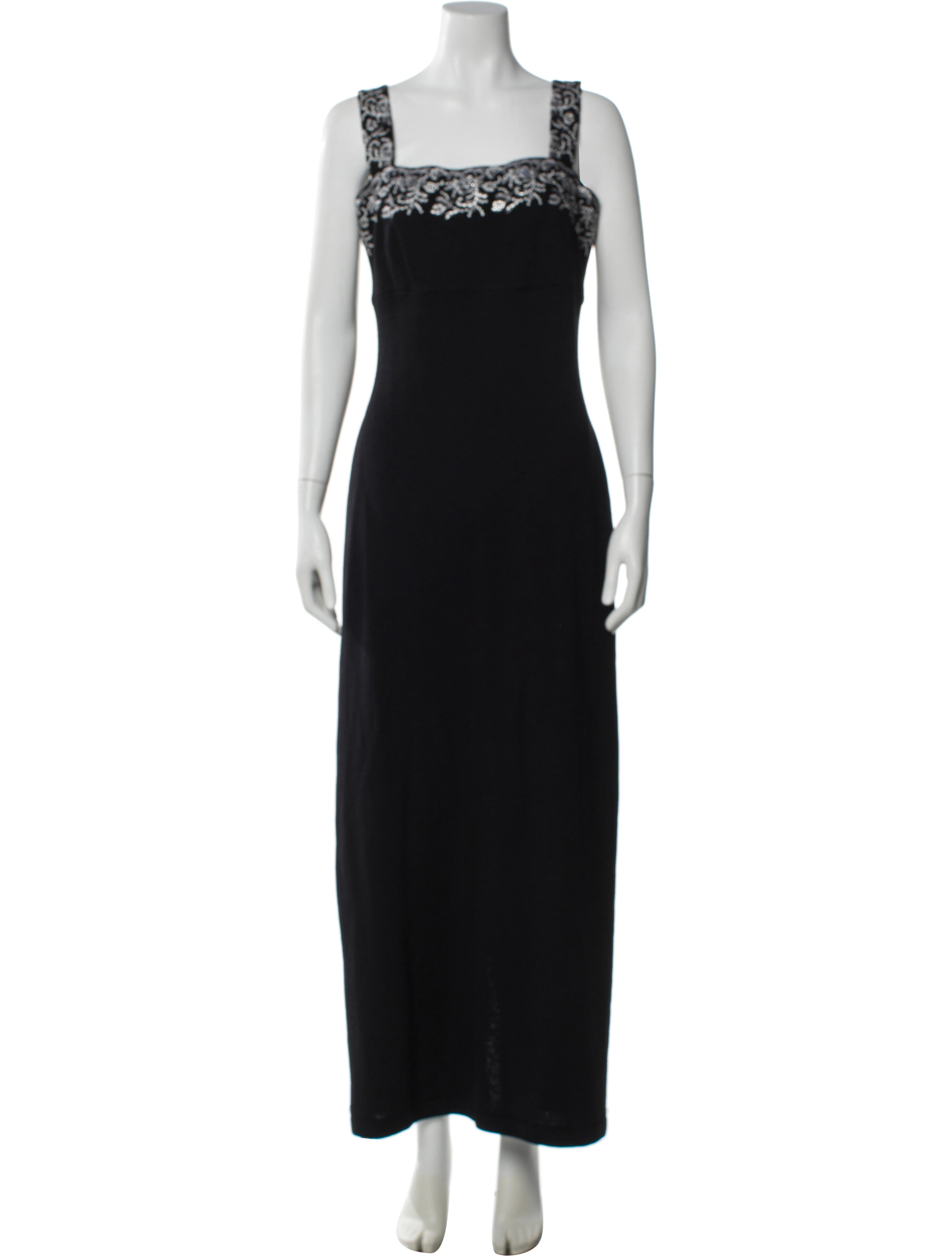 St. John Evening Square Neckline Midi Length Dress