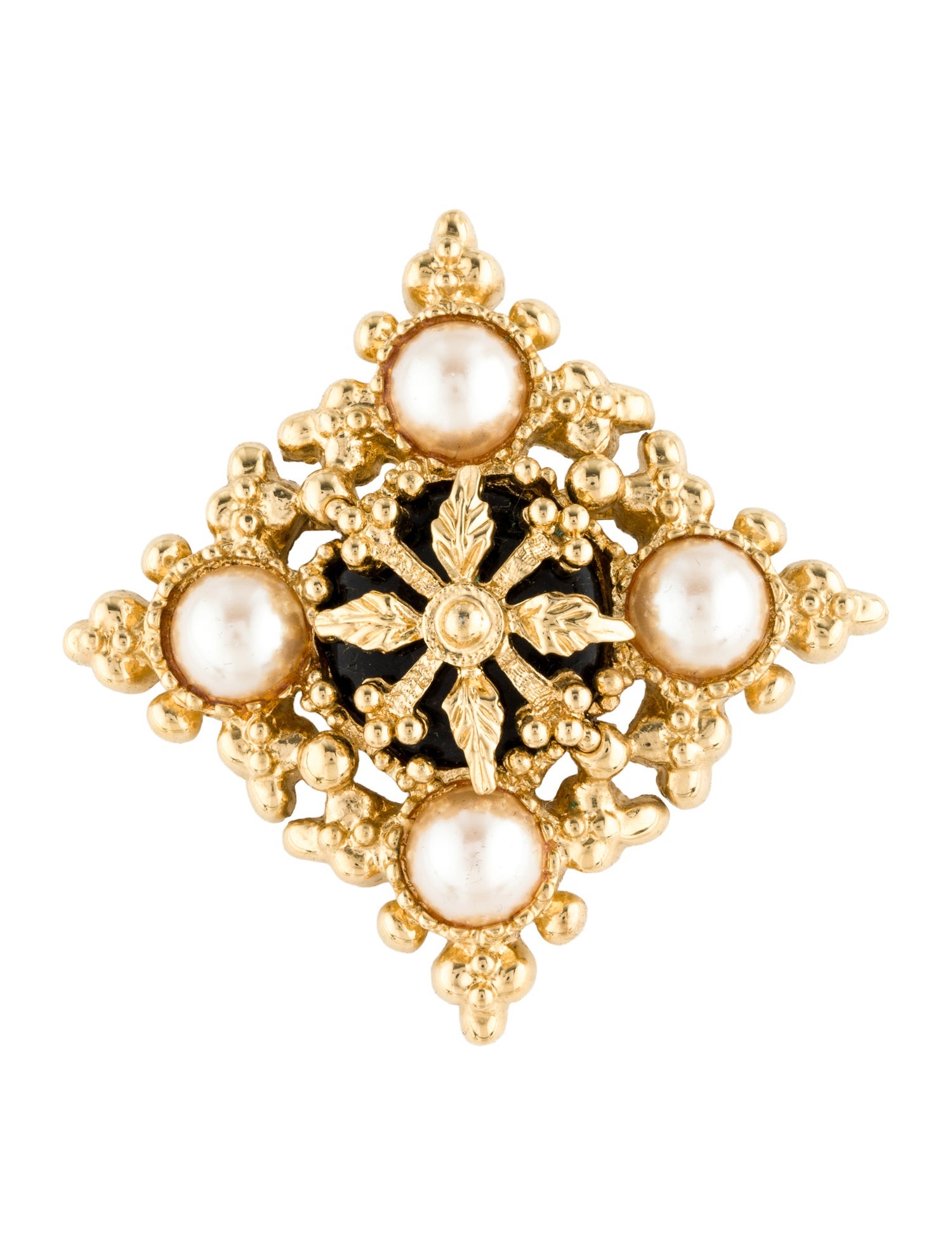 St. John Faux Pearl & Resin Pin Brooch