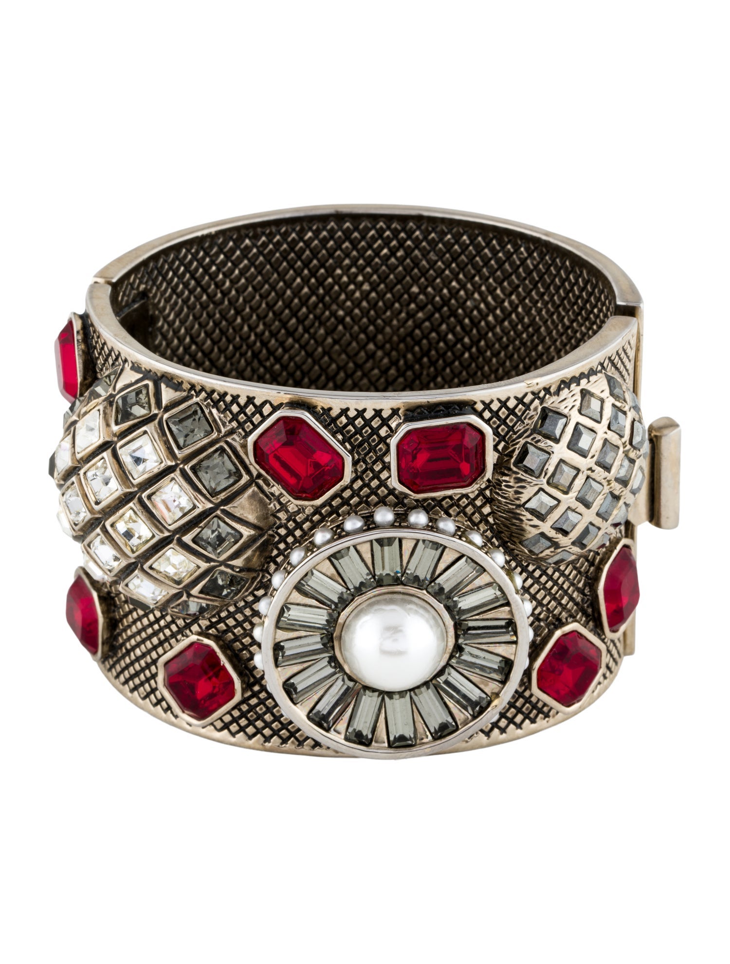 St. John Faux Pearl And Crystal Hinged Bracelet