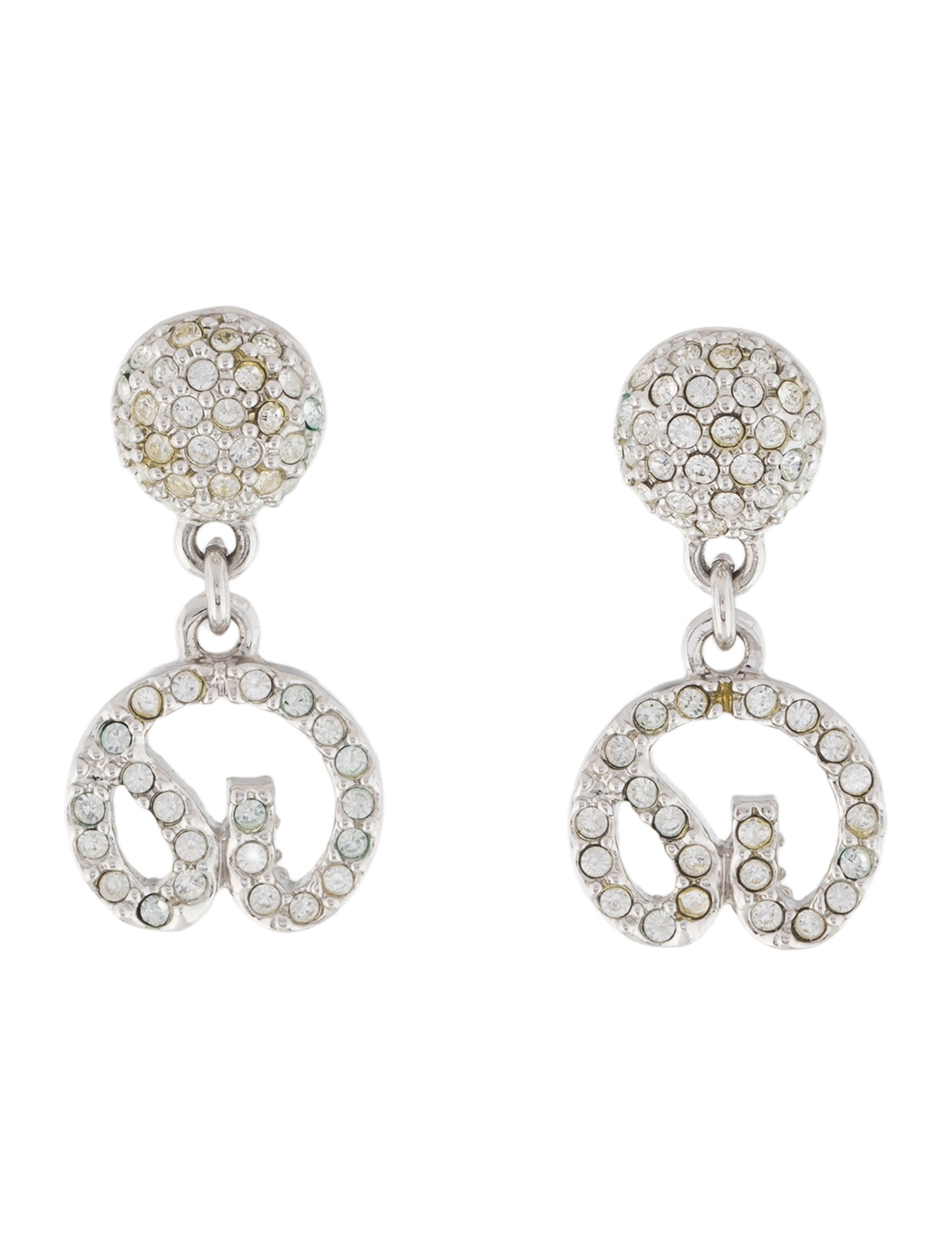 St. John Crystal Logo Drop Earrings