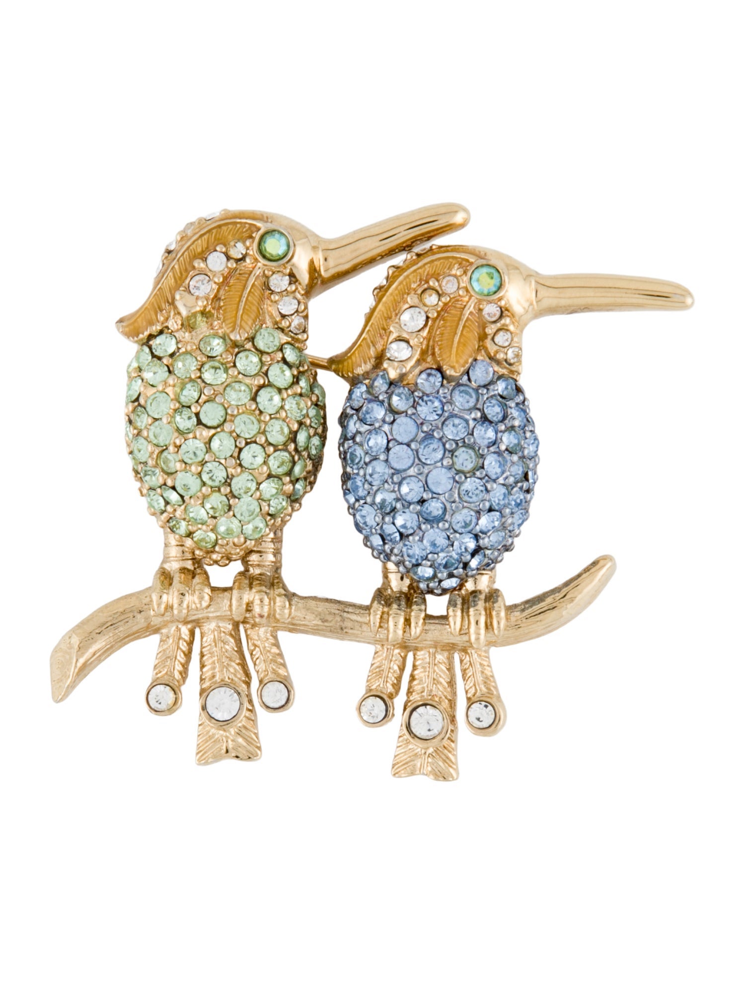 St. John Pair Of Crystal Humming Birds Brooch Pin