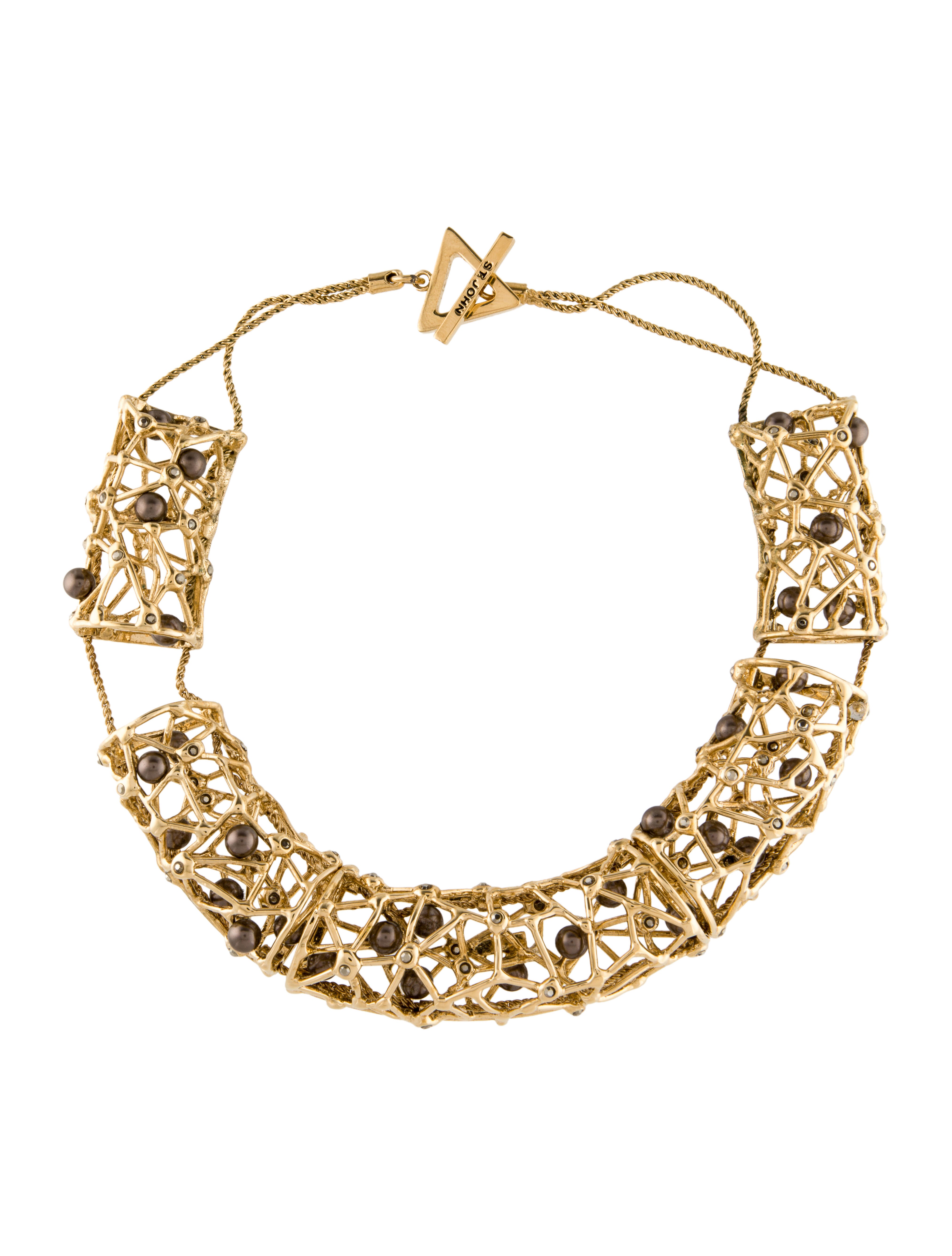 St. John Faux Pearl & Crystal Collar Necklace