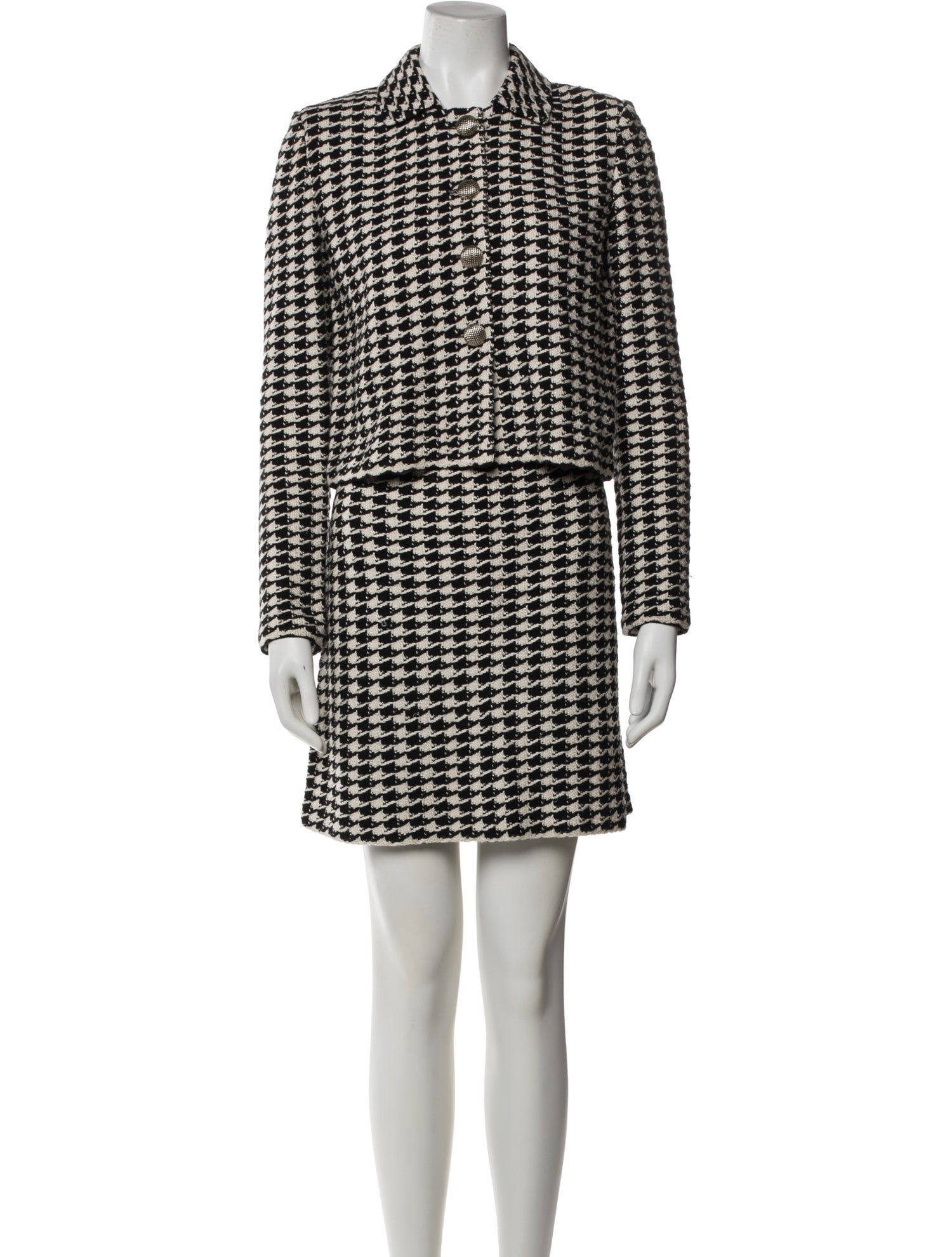 St. John Houndstooth Print Skirt Suit