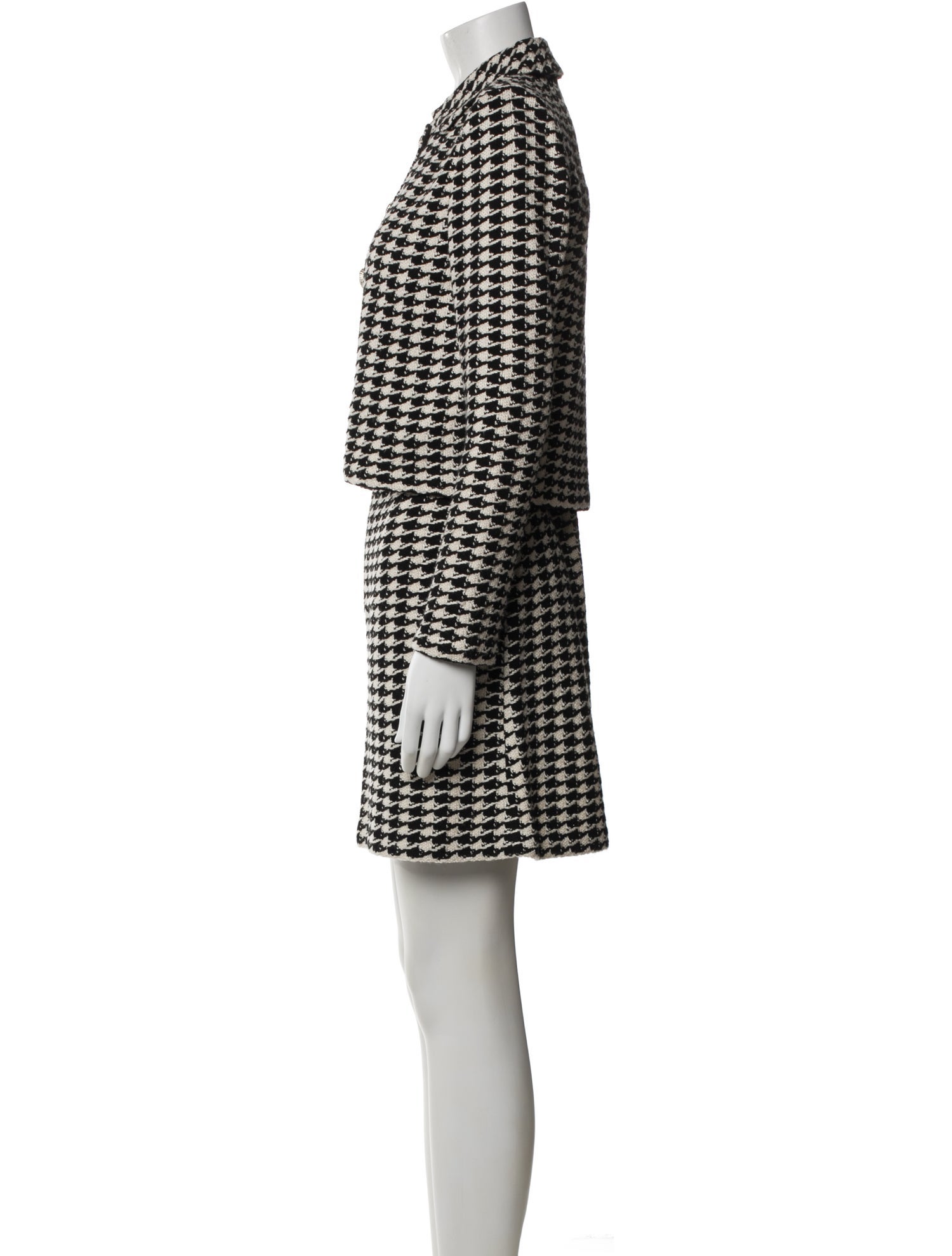 St. John Houndstooth Print Skirt Suit