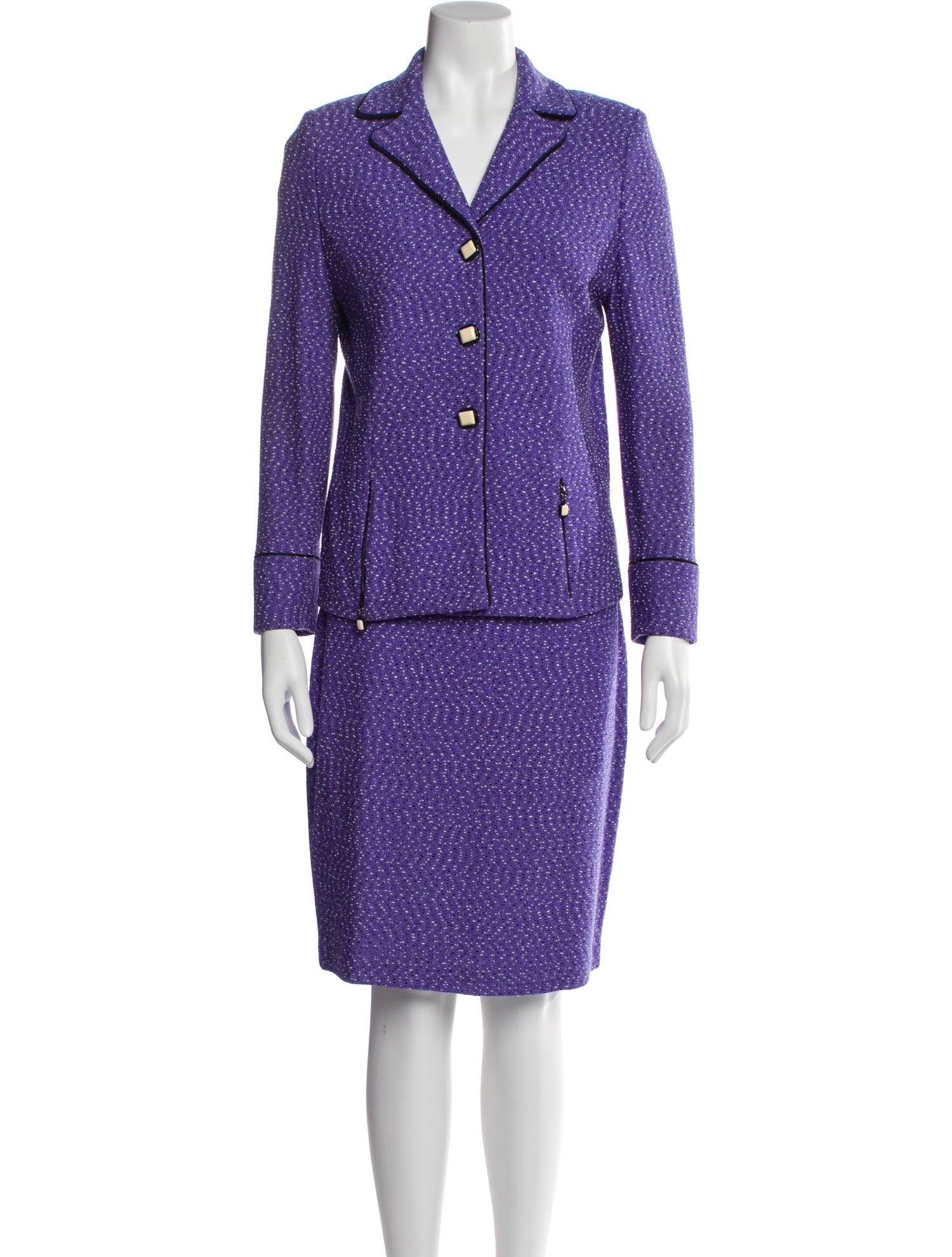 St. John Tweed Pattern Skirt Suit