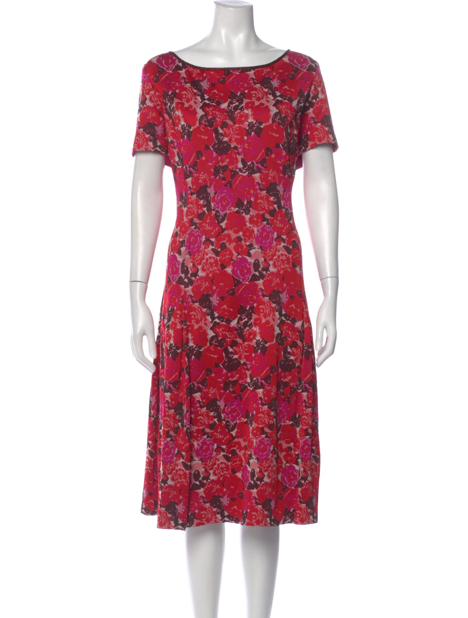 St. John Floral Print Midi Length Dress