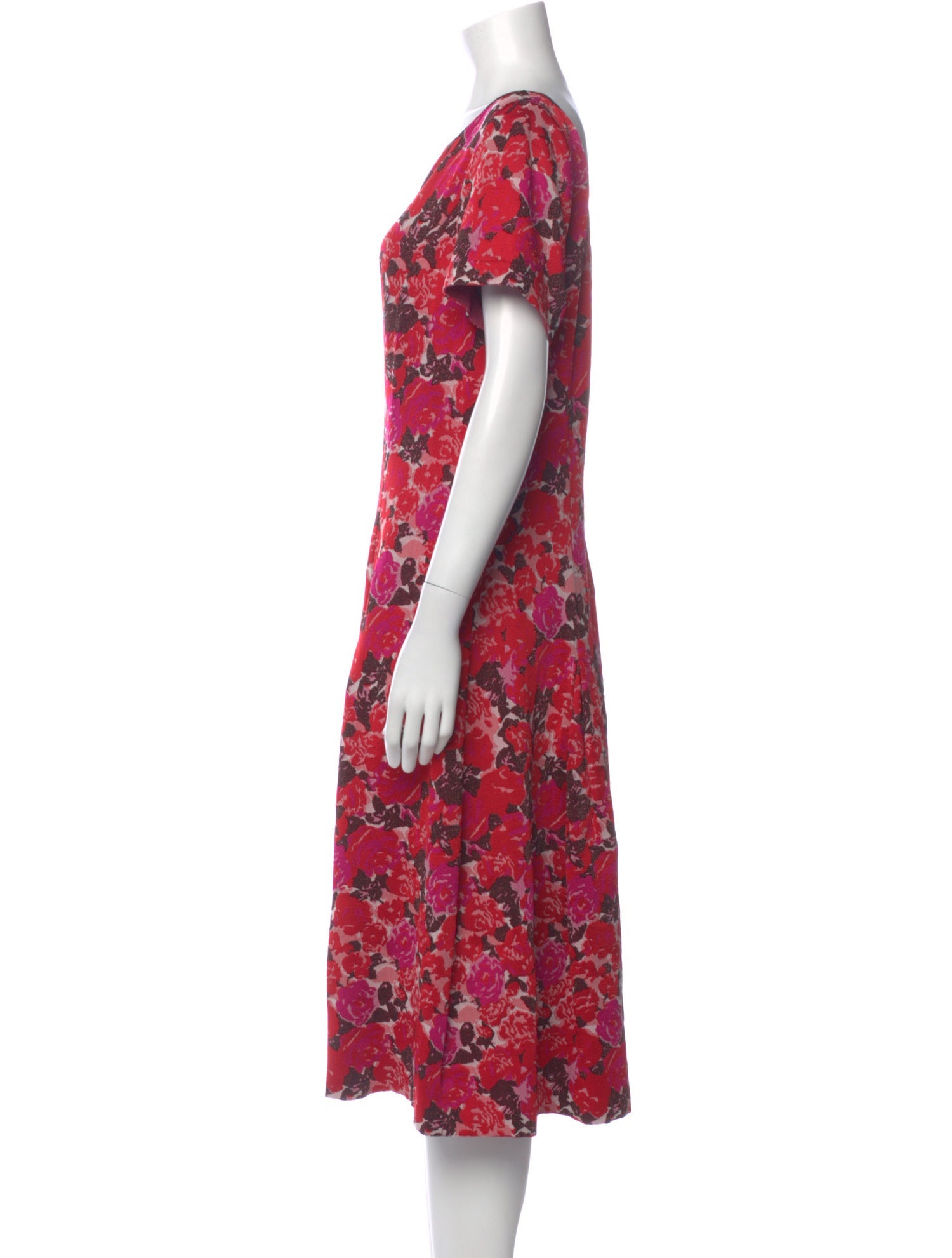 St. John Floral Print Midi Length Dress