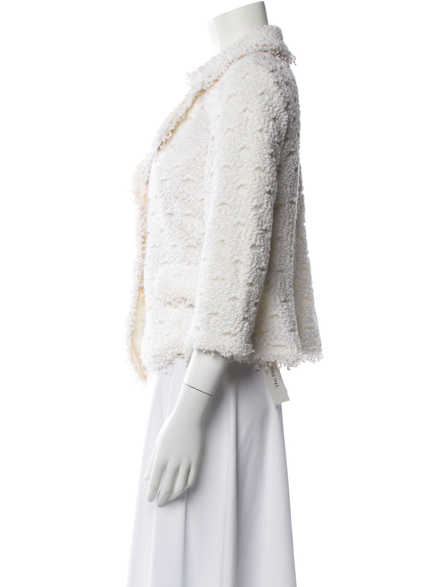 St. John Tweed Pattern Faux Fur Jacket