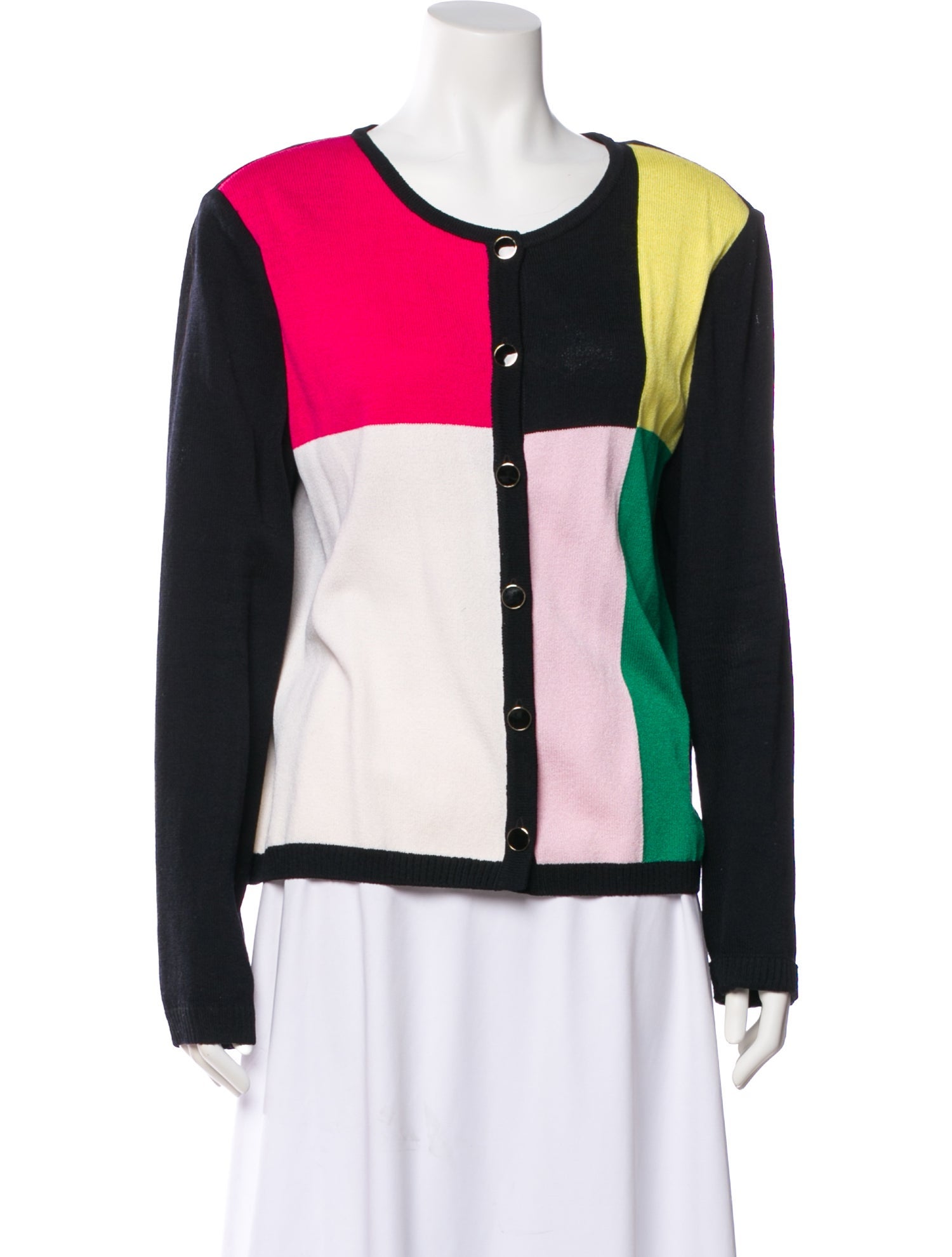 St. John Wool Colorblock Pattern Sweater