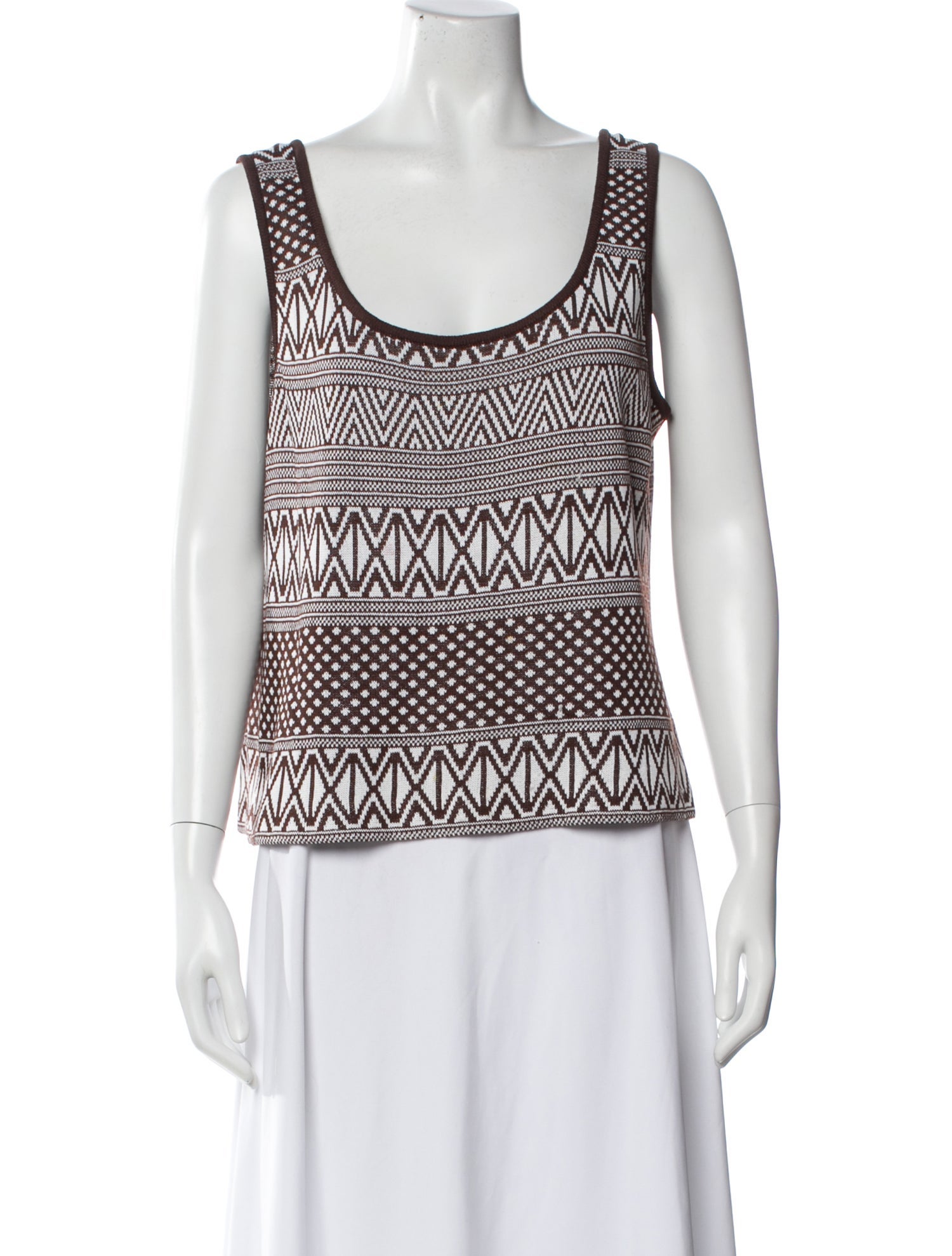 St. John Patterned Scoop Neck Top