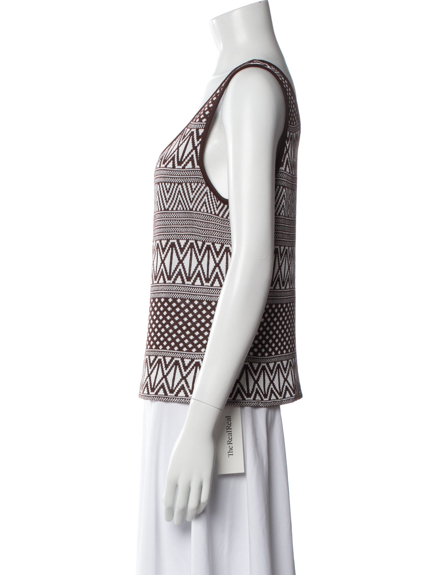 St. John Patterned Scoop Neck Top