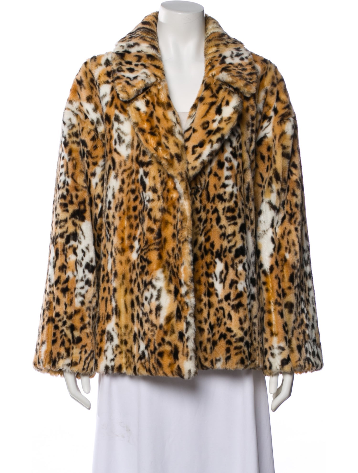 St. John Faux Fur Animal Print Faux Fur Jacket