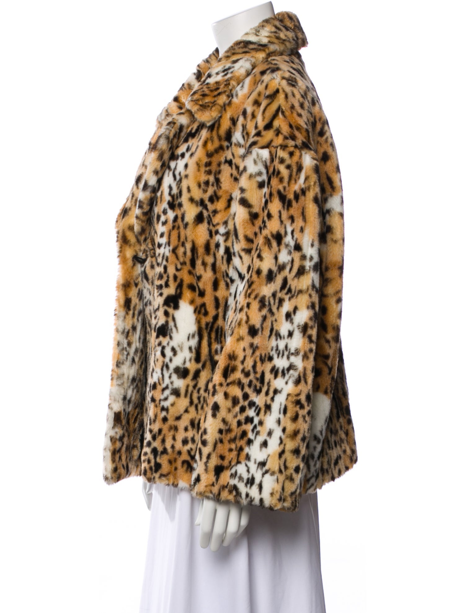 St. John Faux Fur Animal Print Faux Fur Jacket