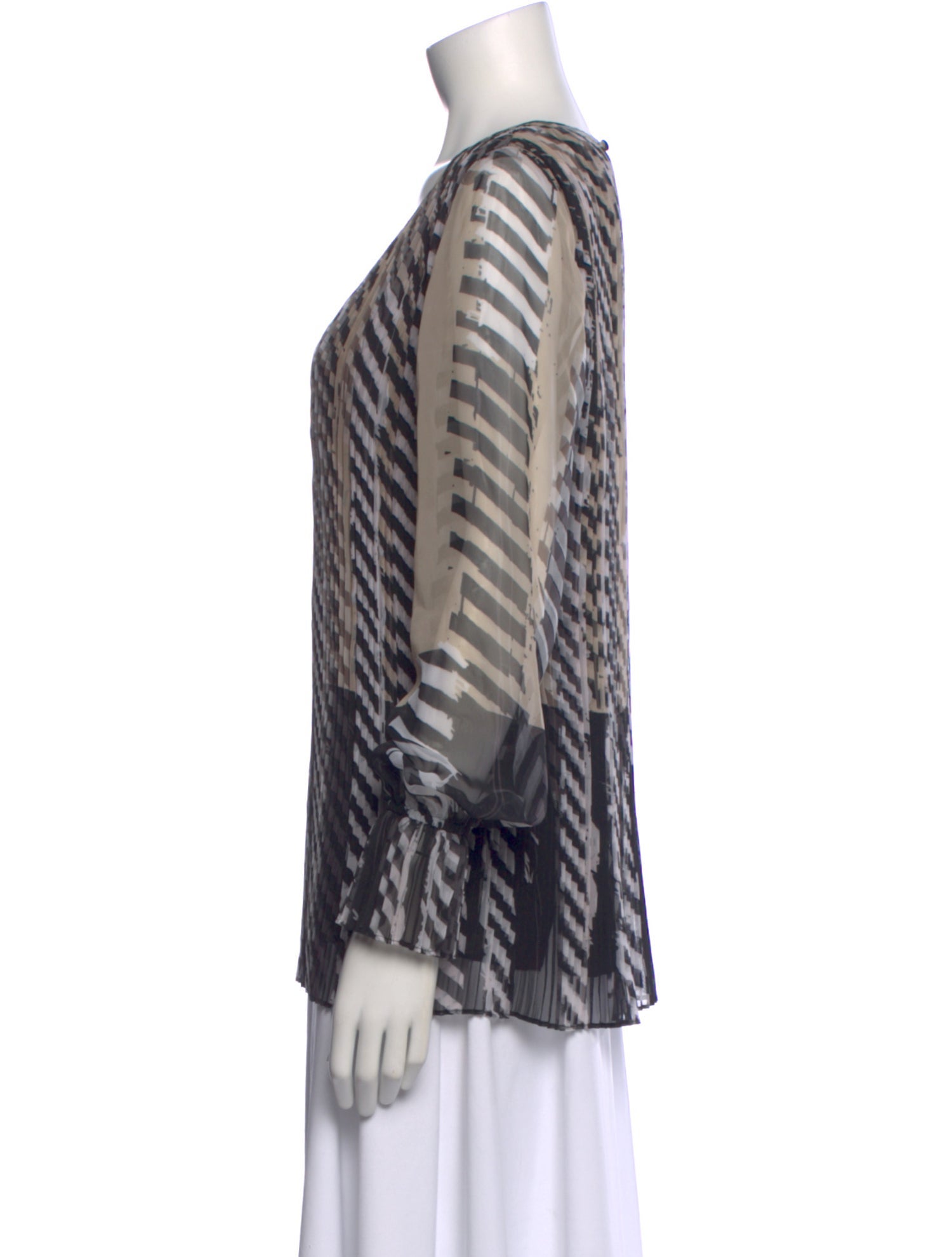 St. John Striped Crew Neck Blouse