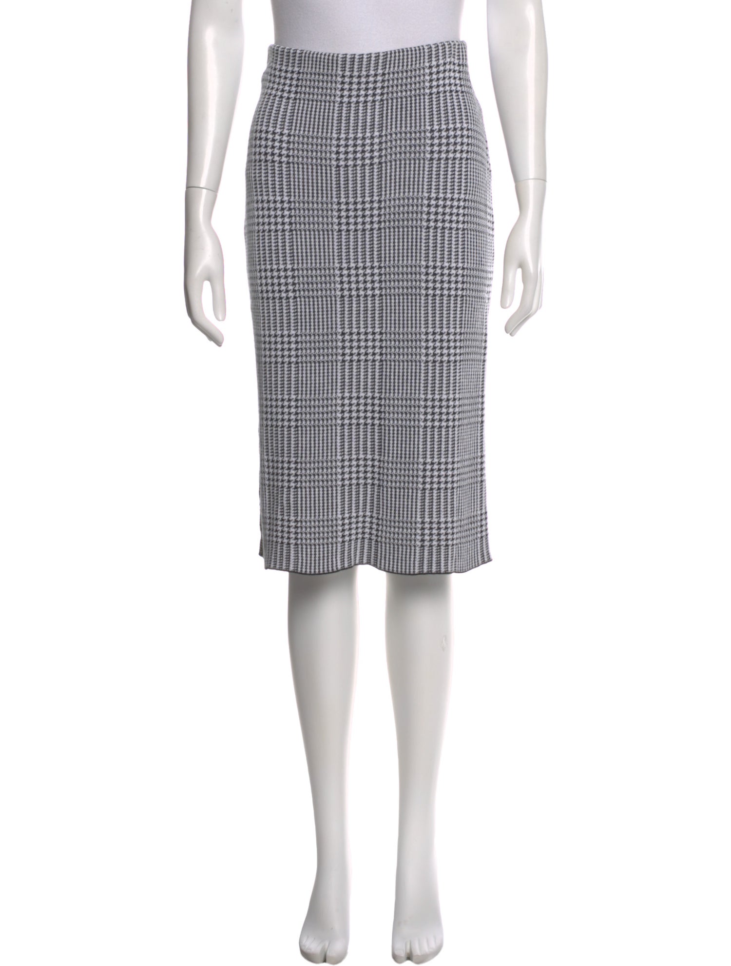 St. John Houndstooth Print Knee-Length Skirt