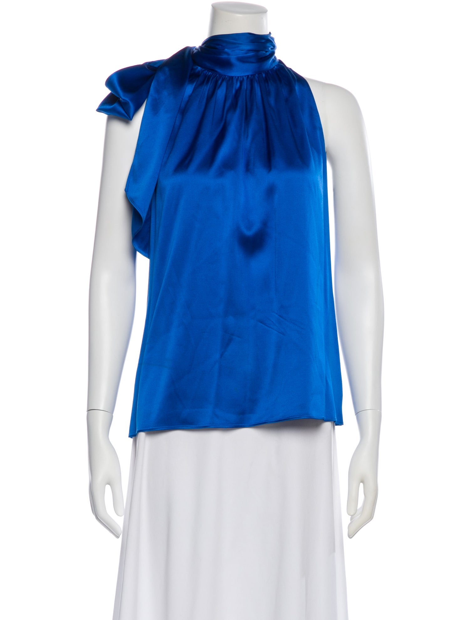 St. John Silk Tie Neck Top