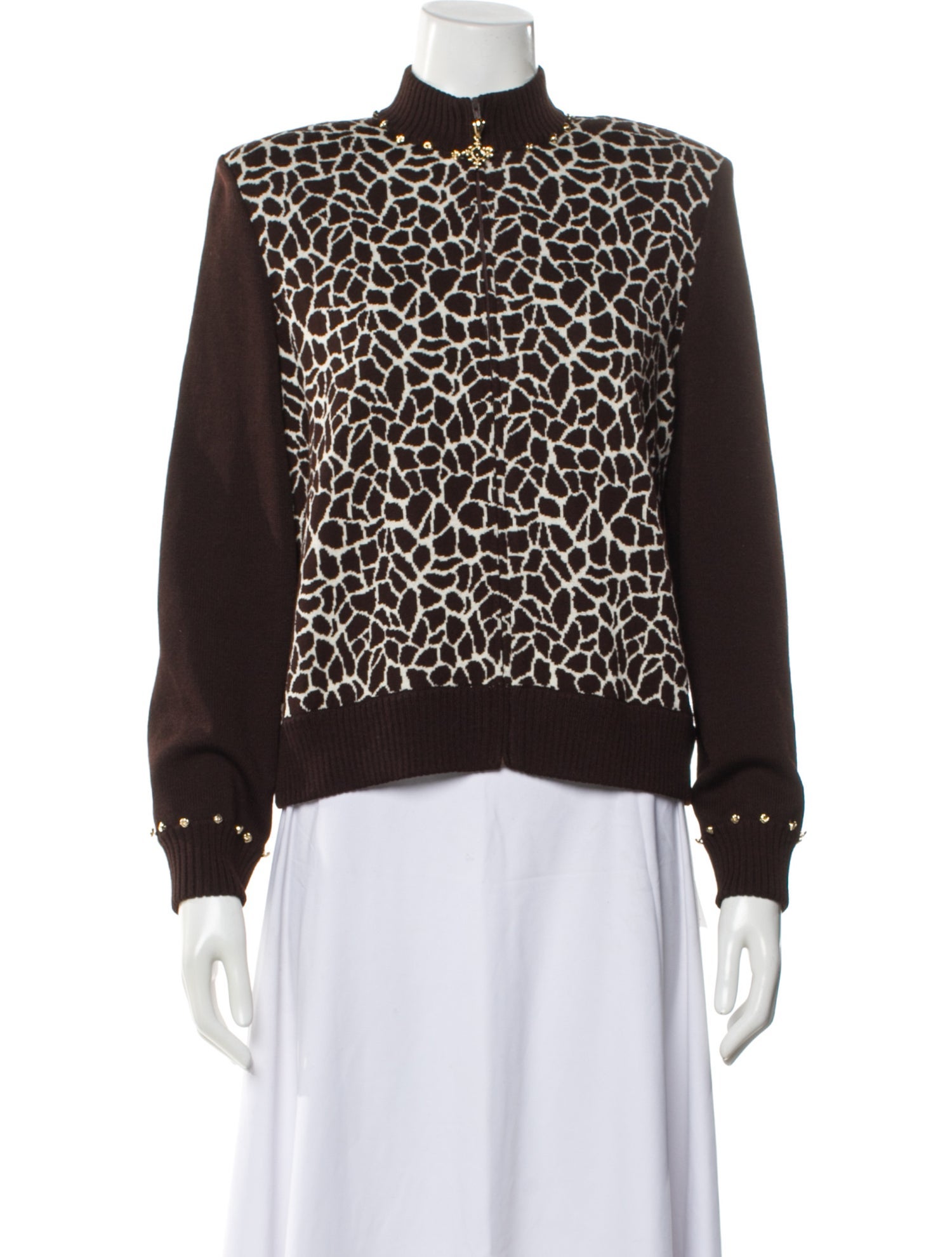 St. John Collection Animal Print Bomber Jacket