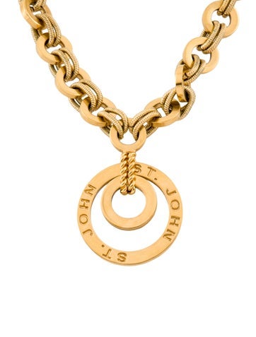 Pre-owned St John Vintage Chain Link Pendant Necklace, 19" In Multi