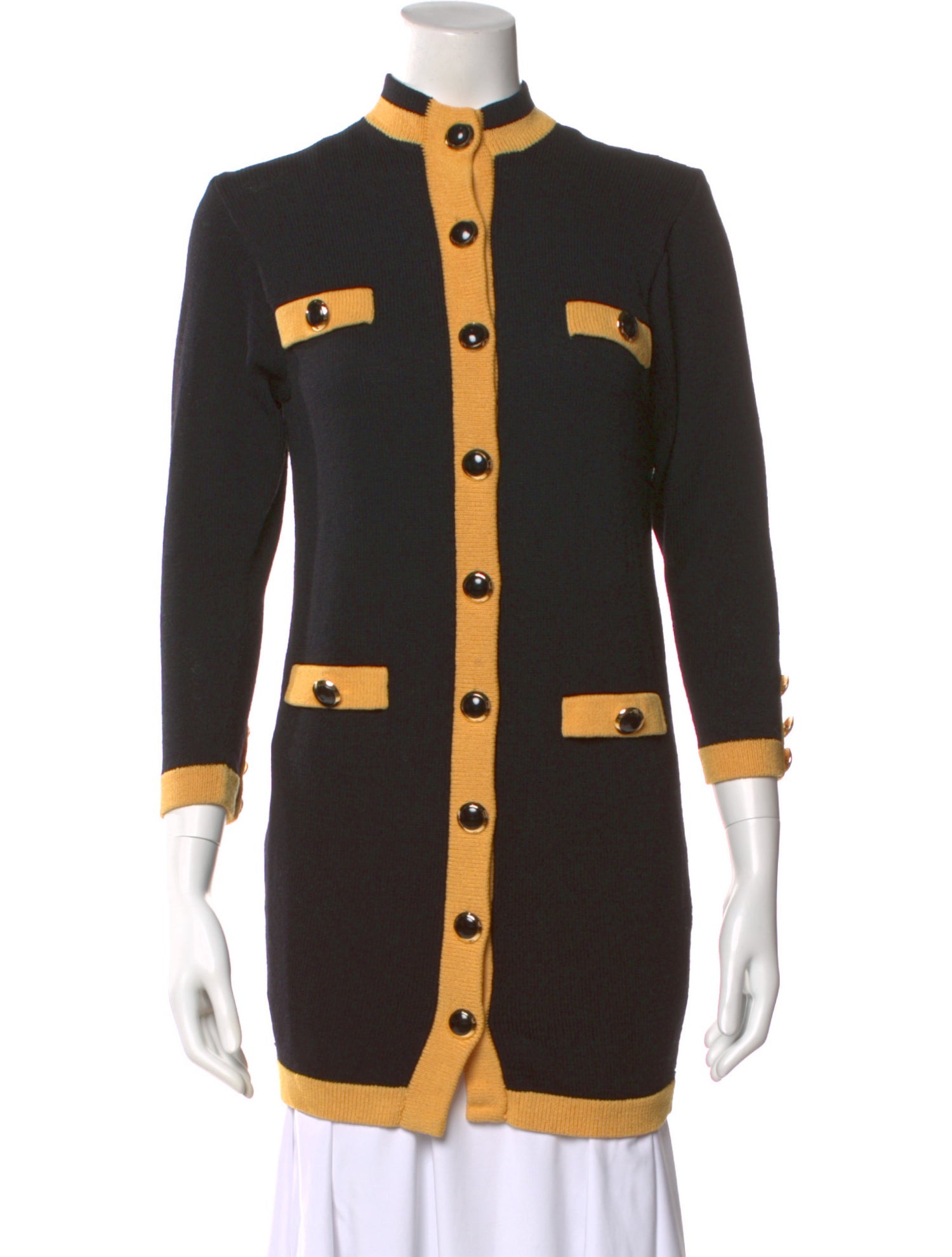 St. John Colorblock Pattern Mock Neck Sweater