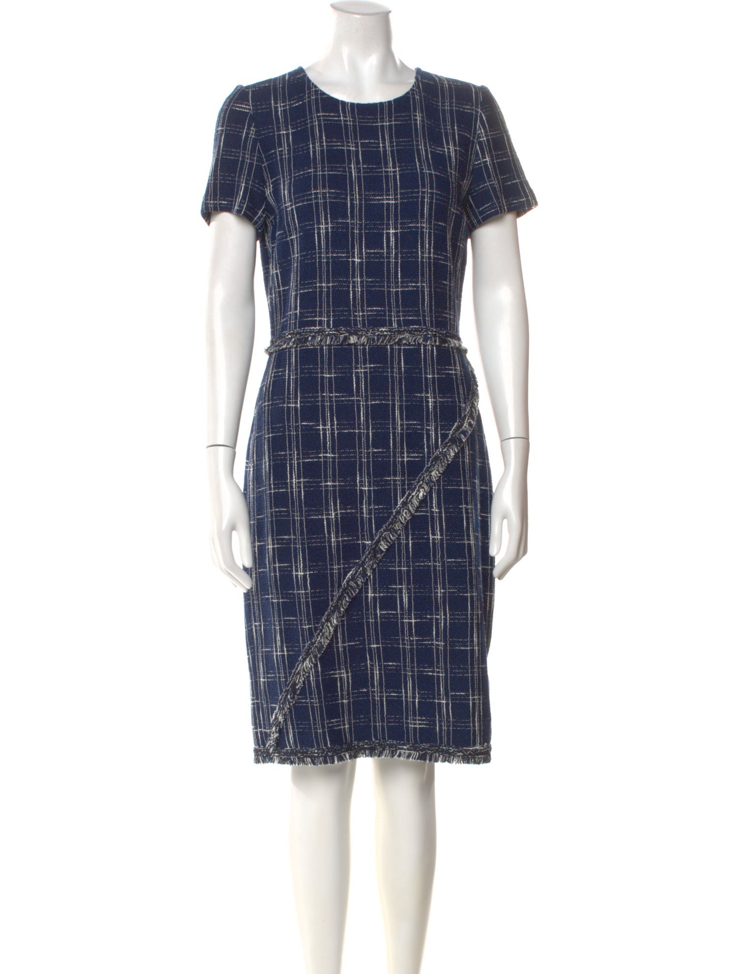 St. John Plaid Print Knee-Length Dress