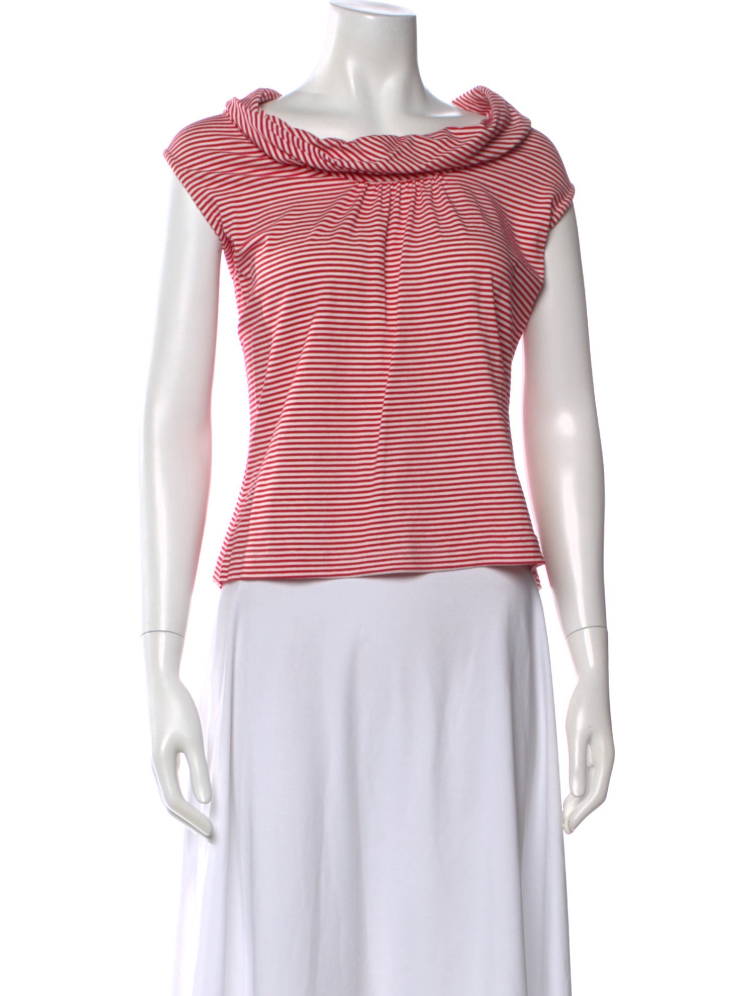 St. John Striped Cowl Neck Top