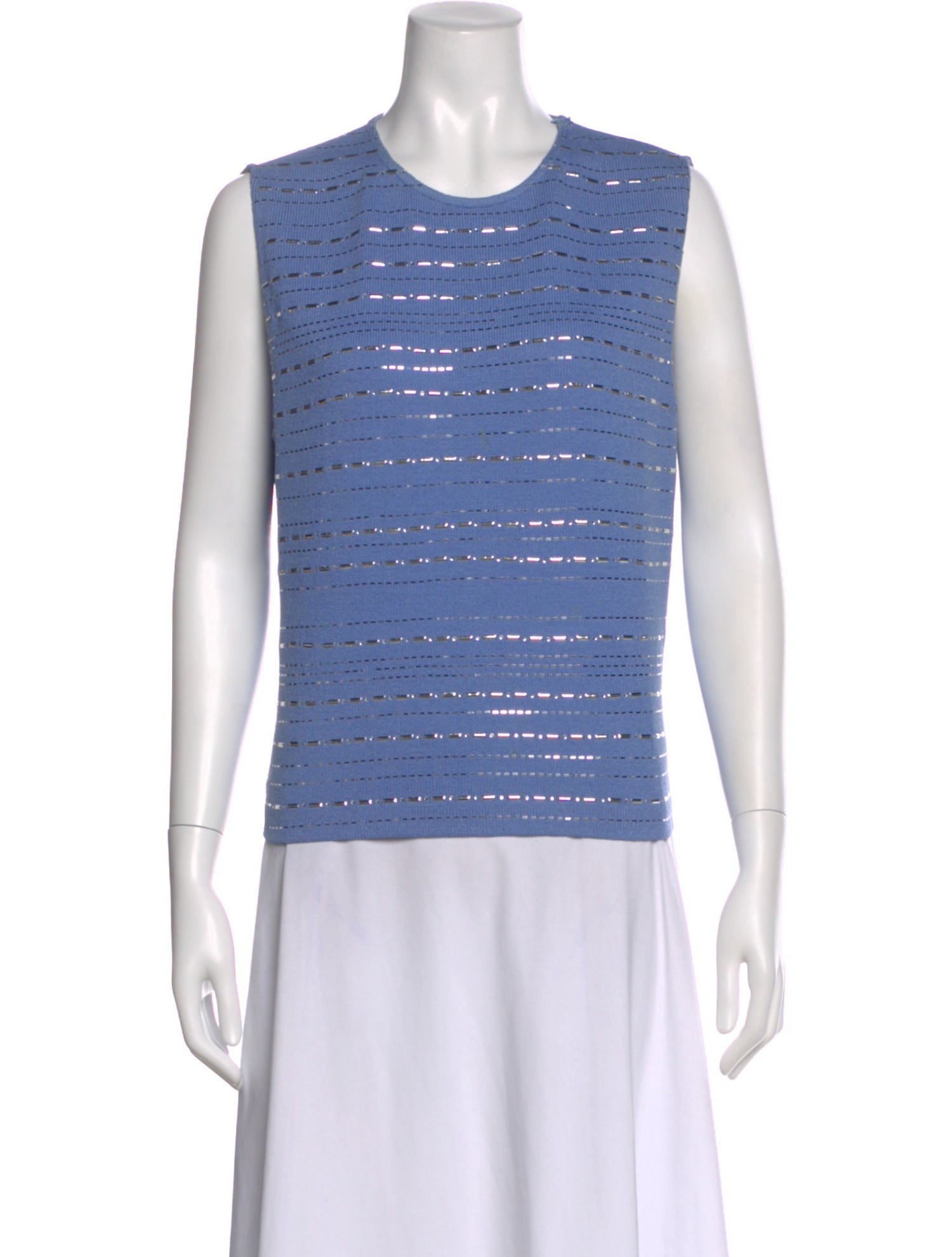 St. John Striped Crew Neck Top