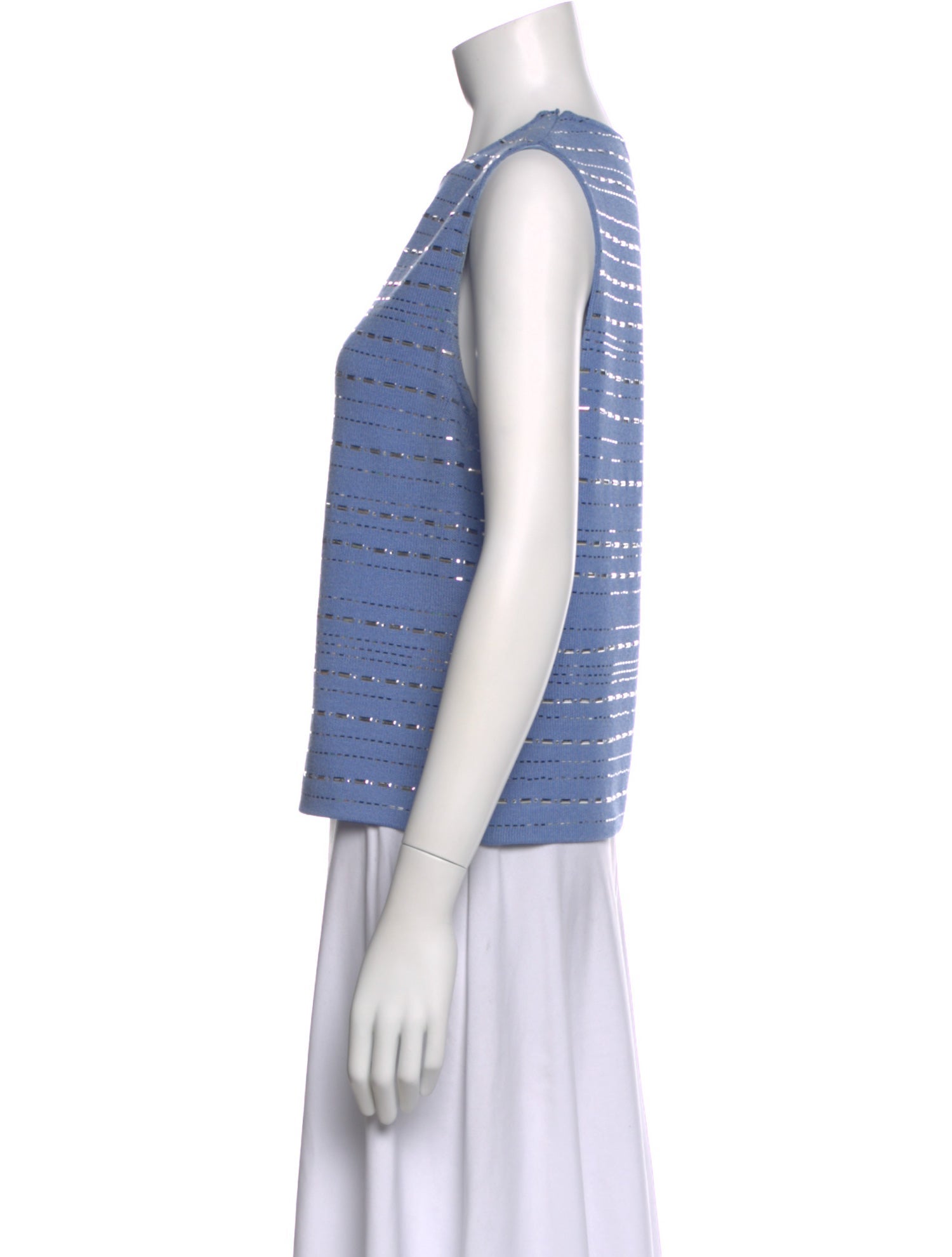 St. John Striped Crew Neck Top