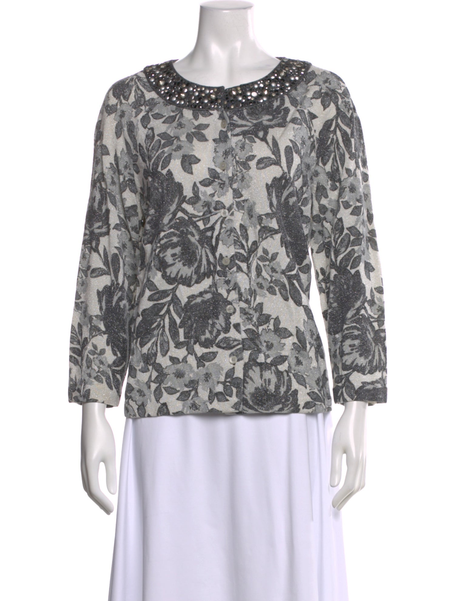 St. John Printed Scoop Neck Sweater