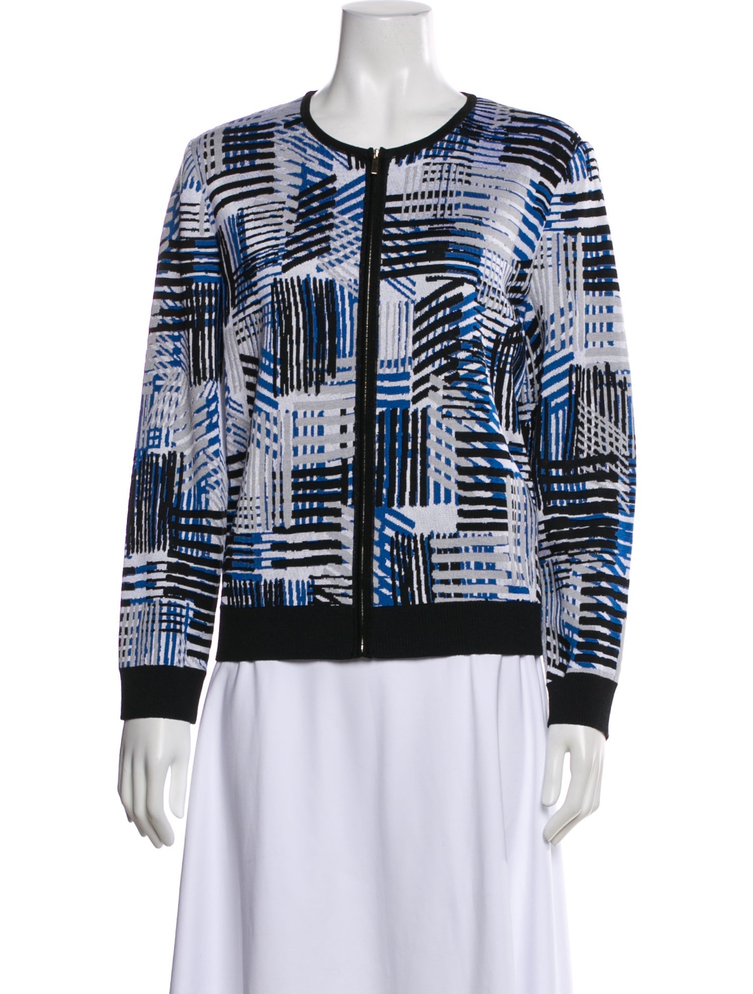 St. John Wool Patterned Bomber Jacket