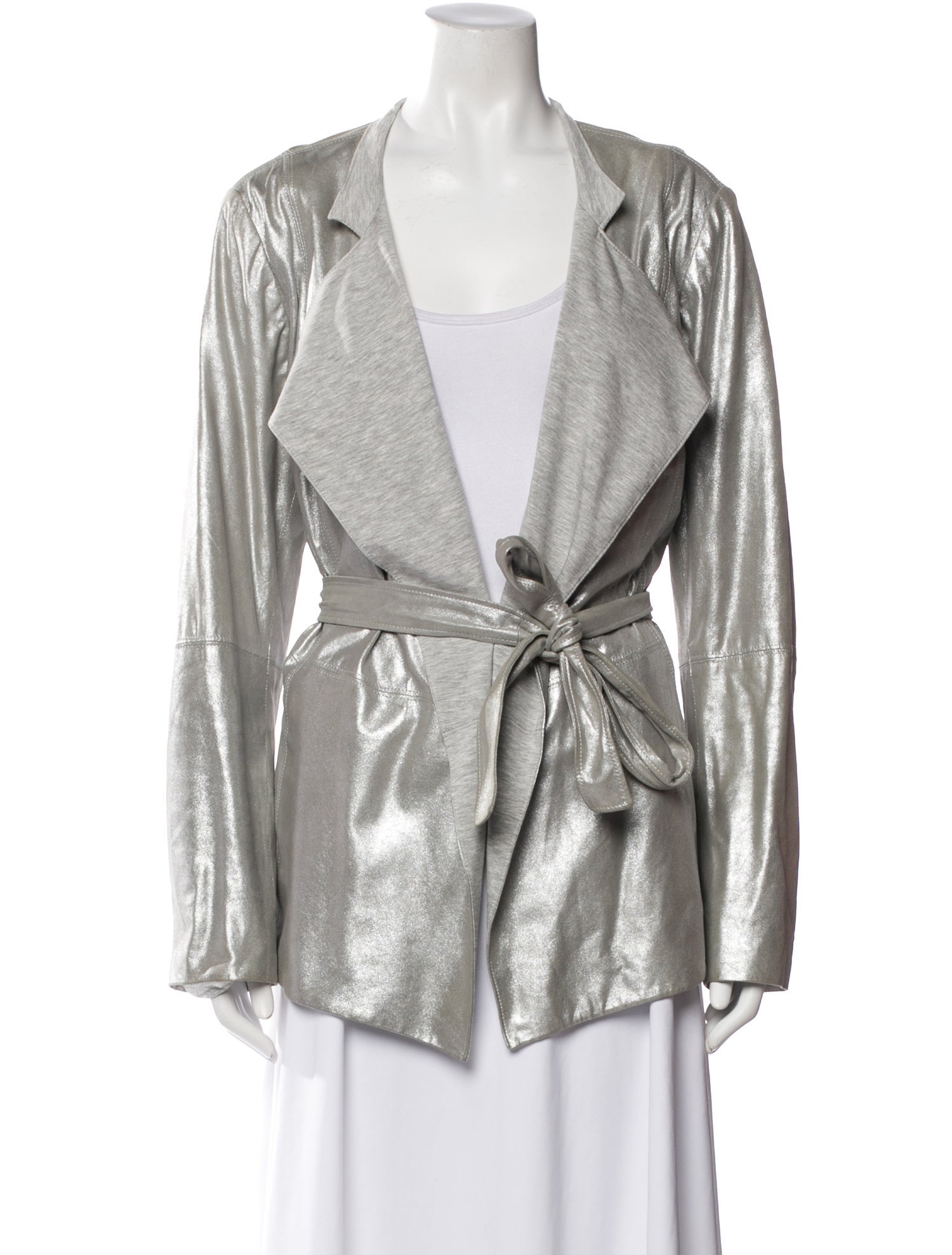 St. John Leather Colorblock Pattern Sweater